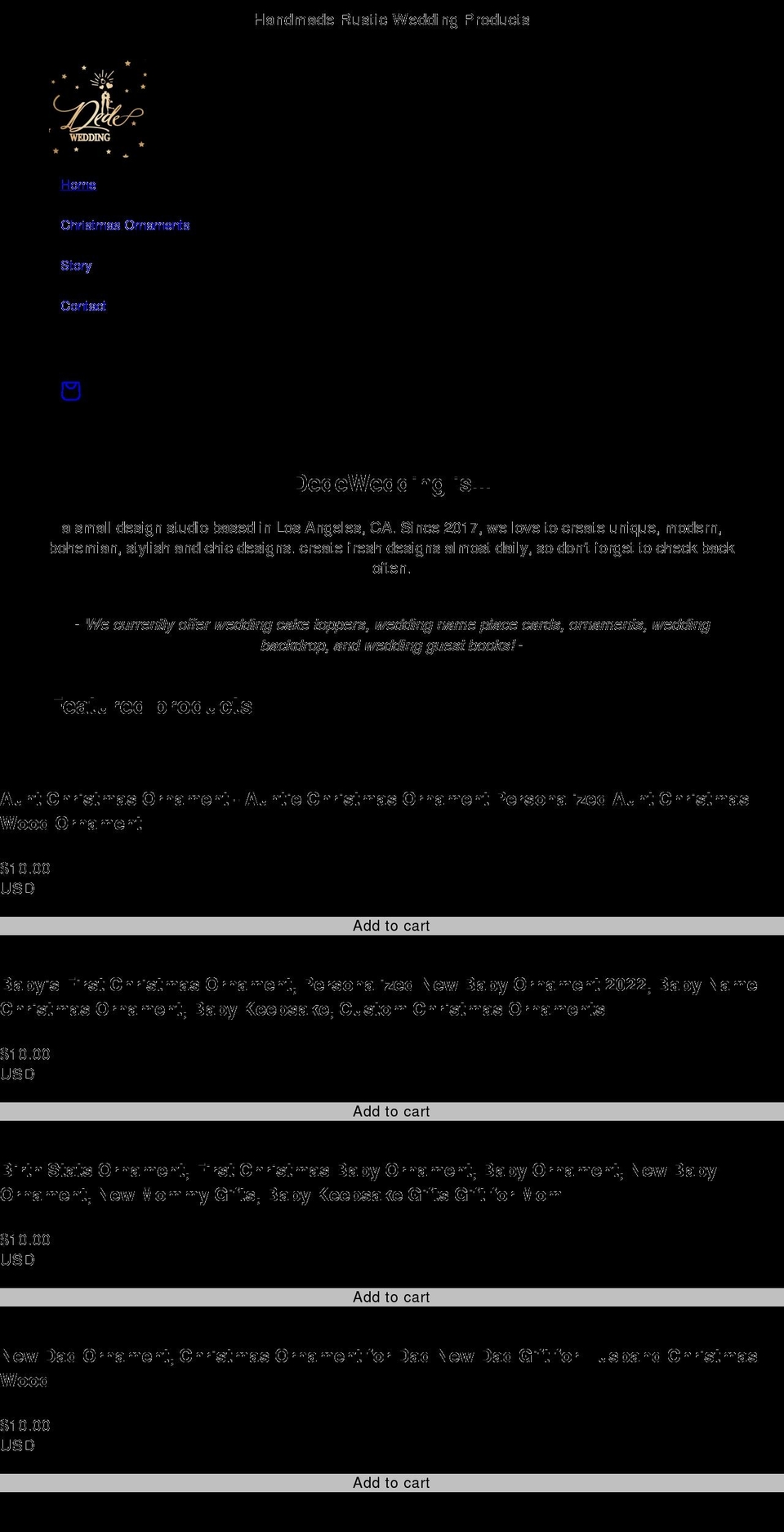 dedewedding.com shopify website screenshot
