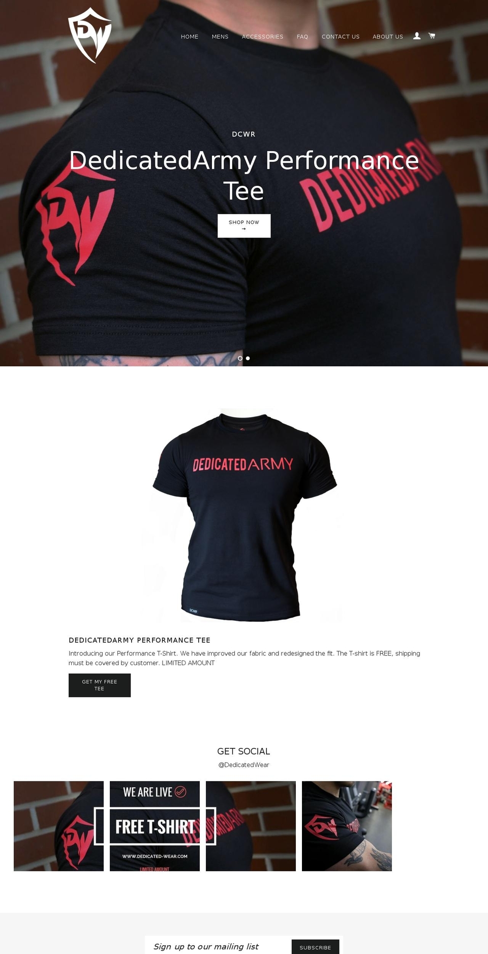 dedicated-wear.com shopify website screenshot