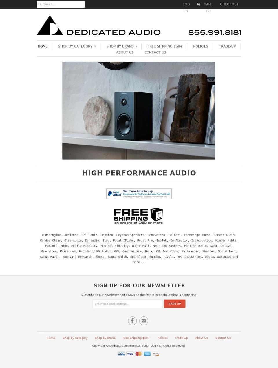 dedicatedaudio.com shopify website screenshot