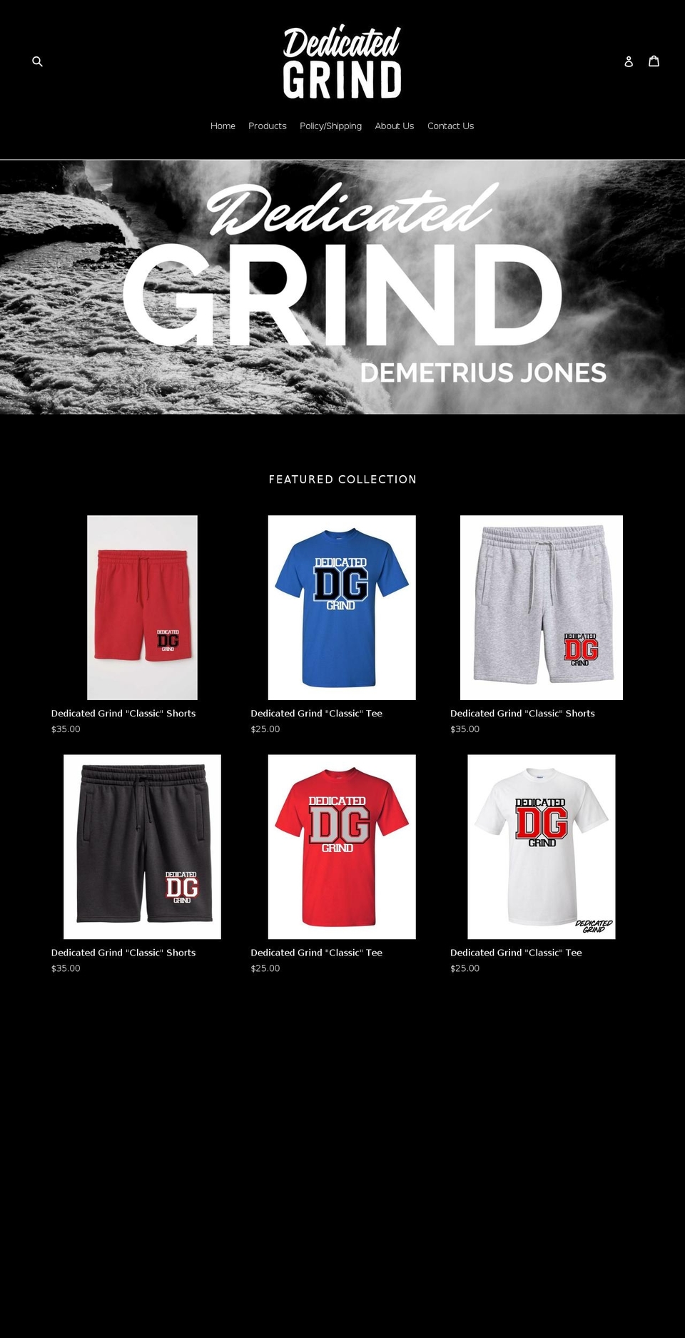 dedicatedgrind.org shopify website screenshot