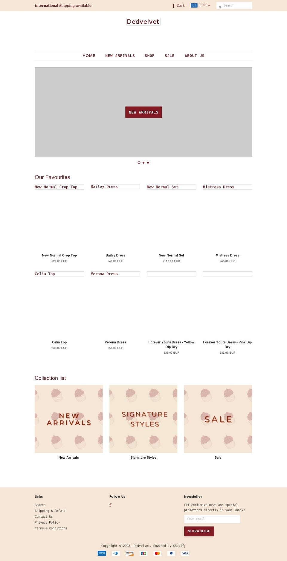 dedvelvet.com shopify website screenshot