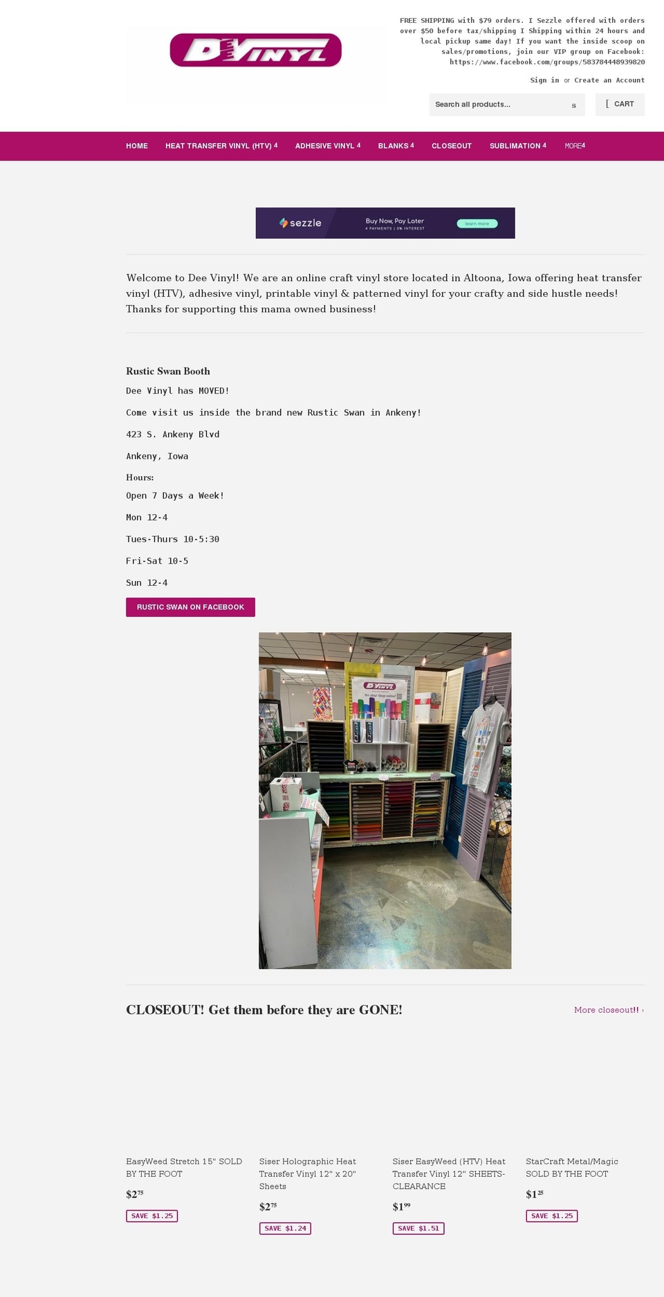 dee-vinyl.com shopify website screenshot