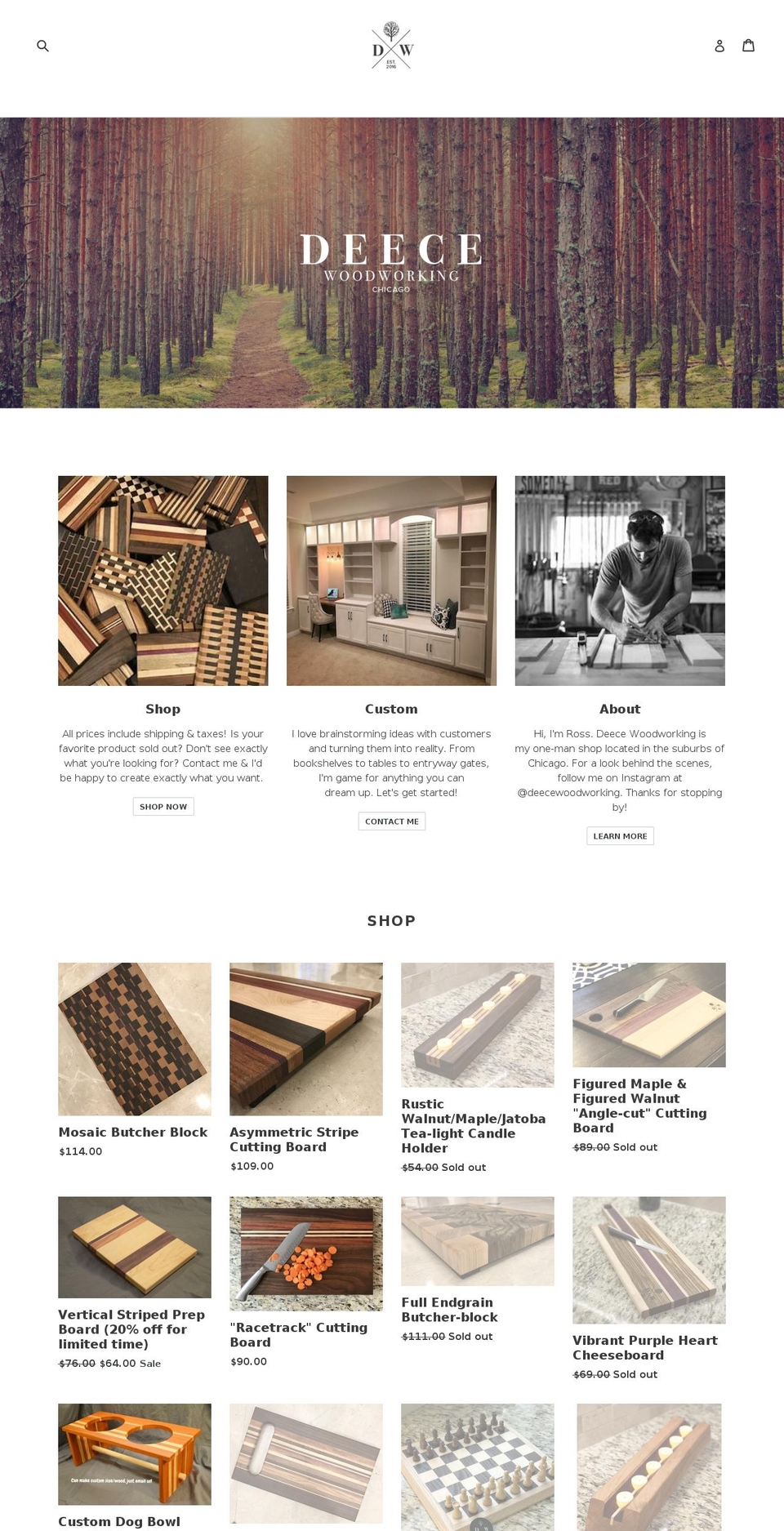 deecewoodworking.com — Shopify storefront screenshot