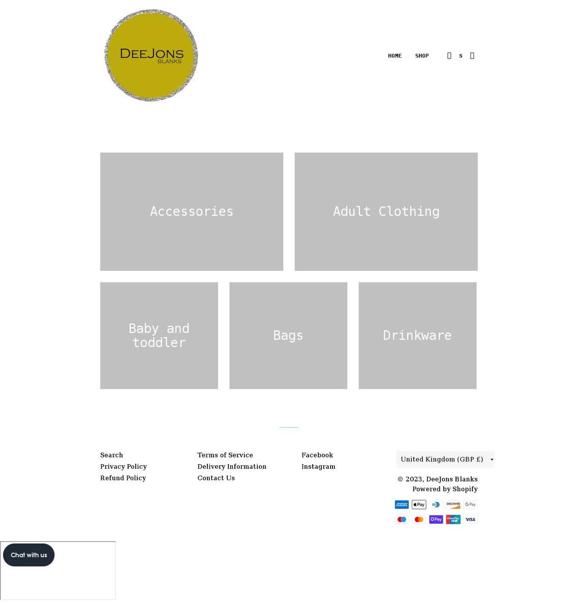 deejonsblanks.com shopify website screenshot