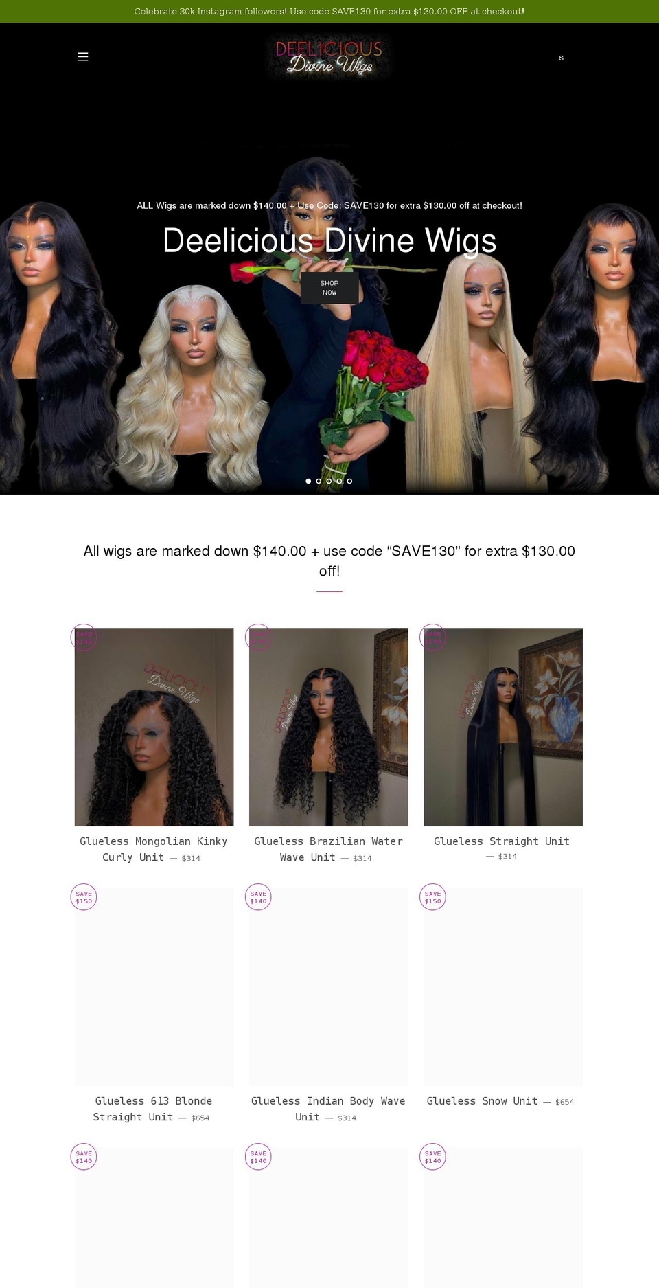 deeliciousdivinehair.com shopify website screenshot