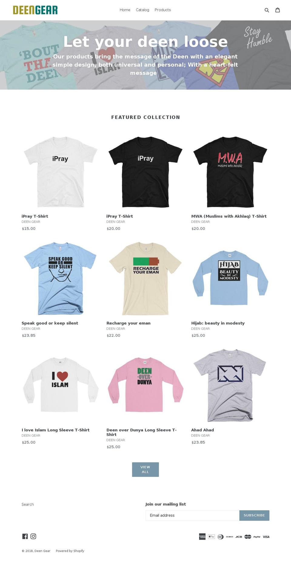 deengear.com — Shopify storefront screenshot