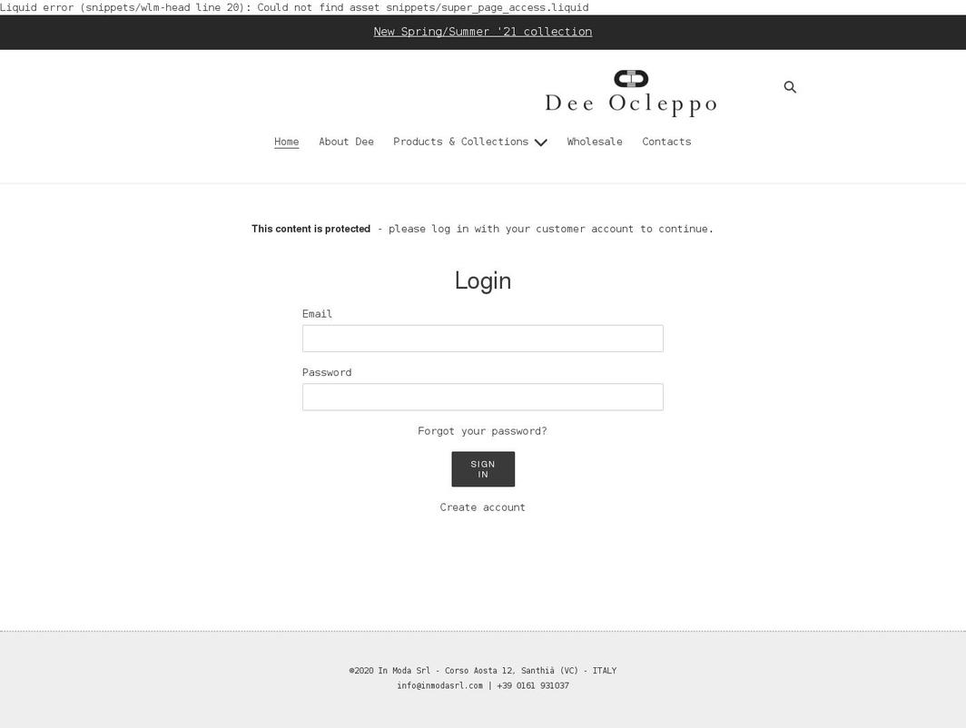 deeoclepposhowroom.com shopify website screenshot