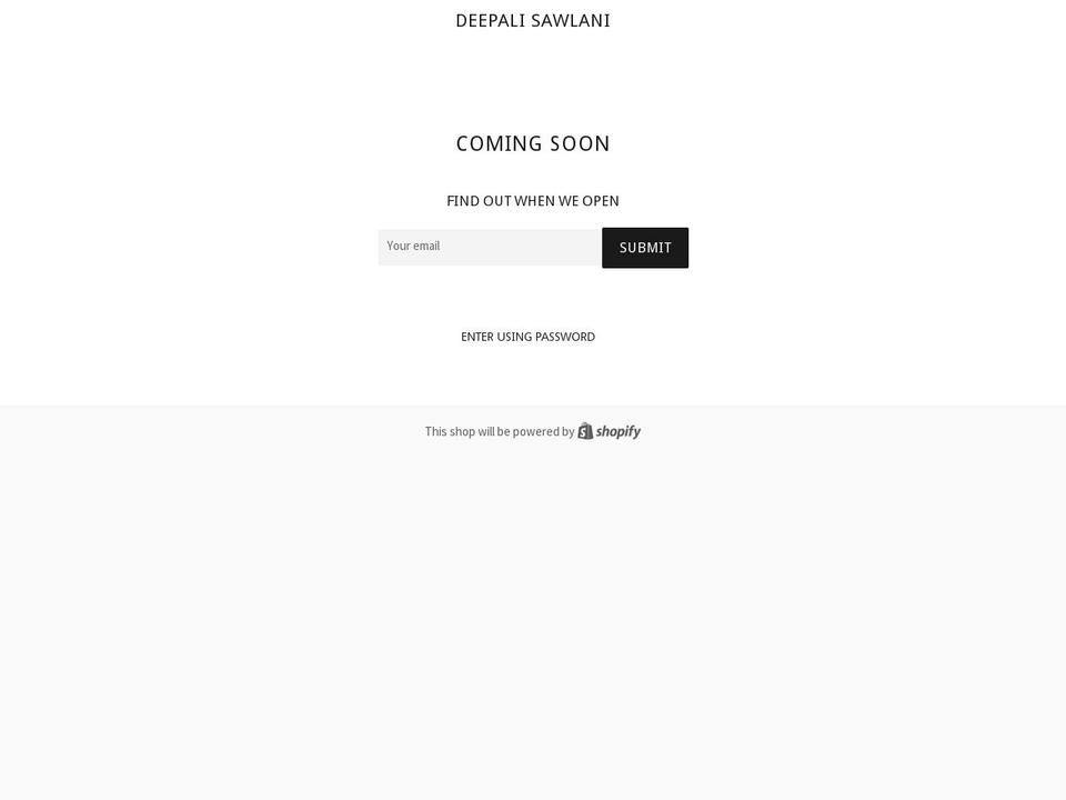 deepalisawlani.com — Shopify storefront screenshot