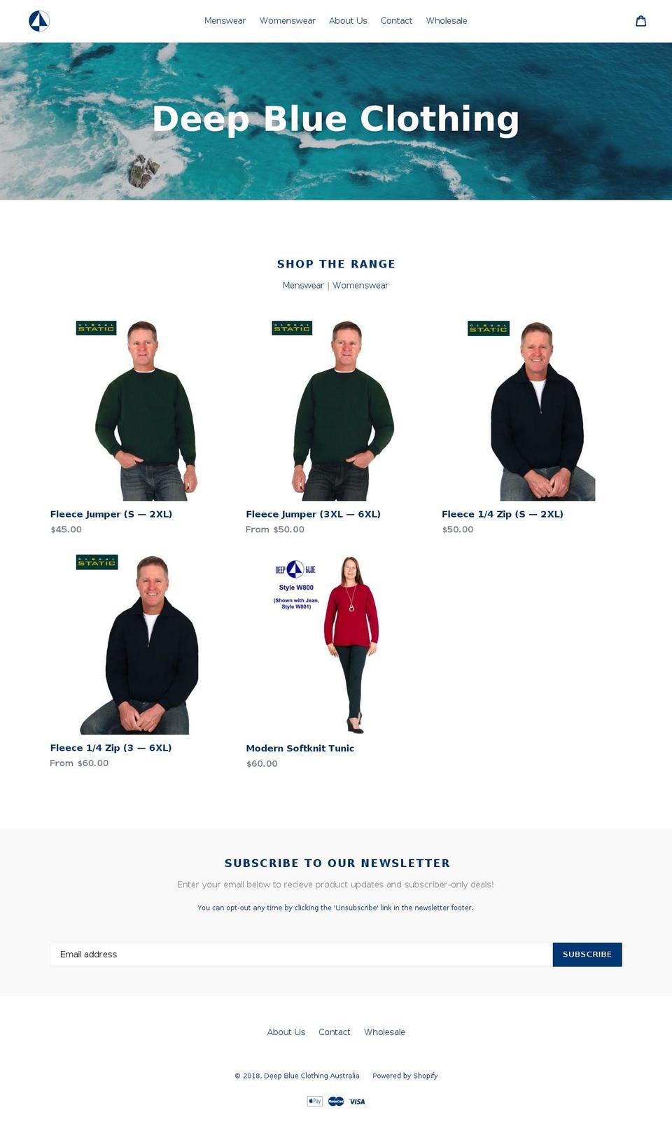 deepblue.com.au shopify website screenshot