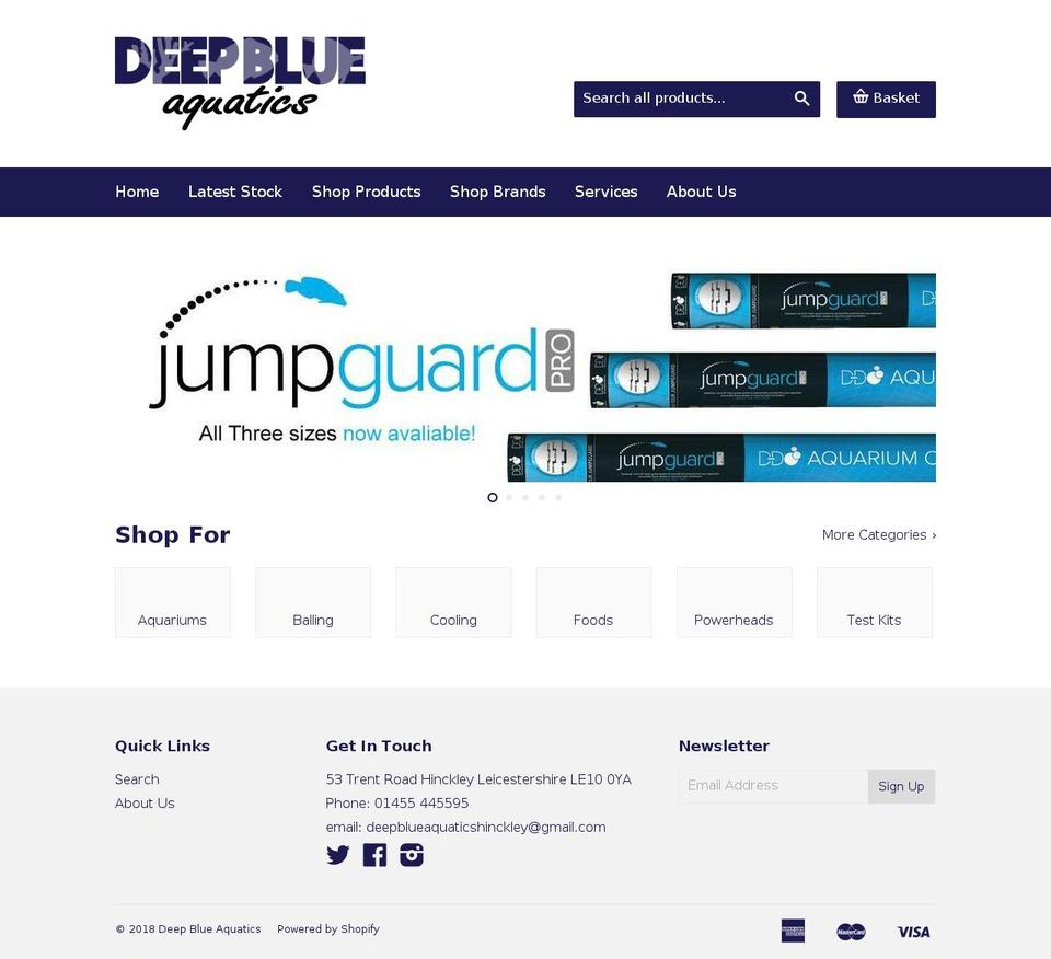 deepblueaquatics.net shopify website screenshot