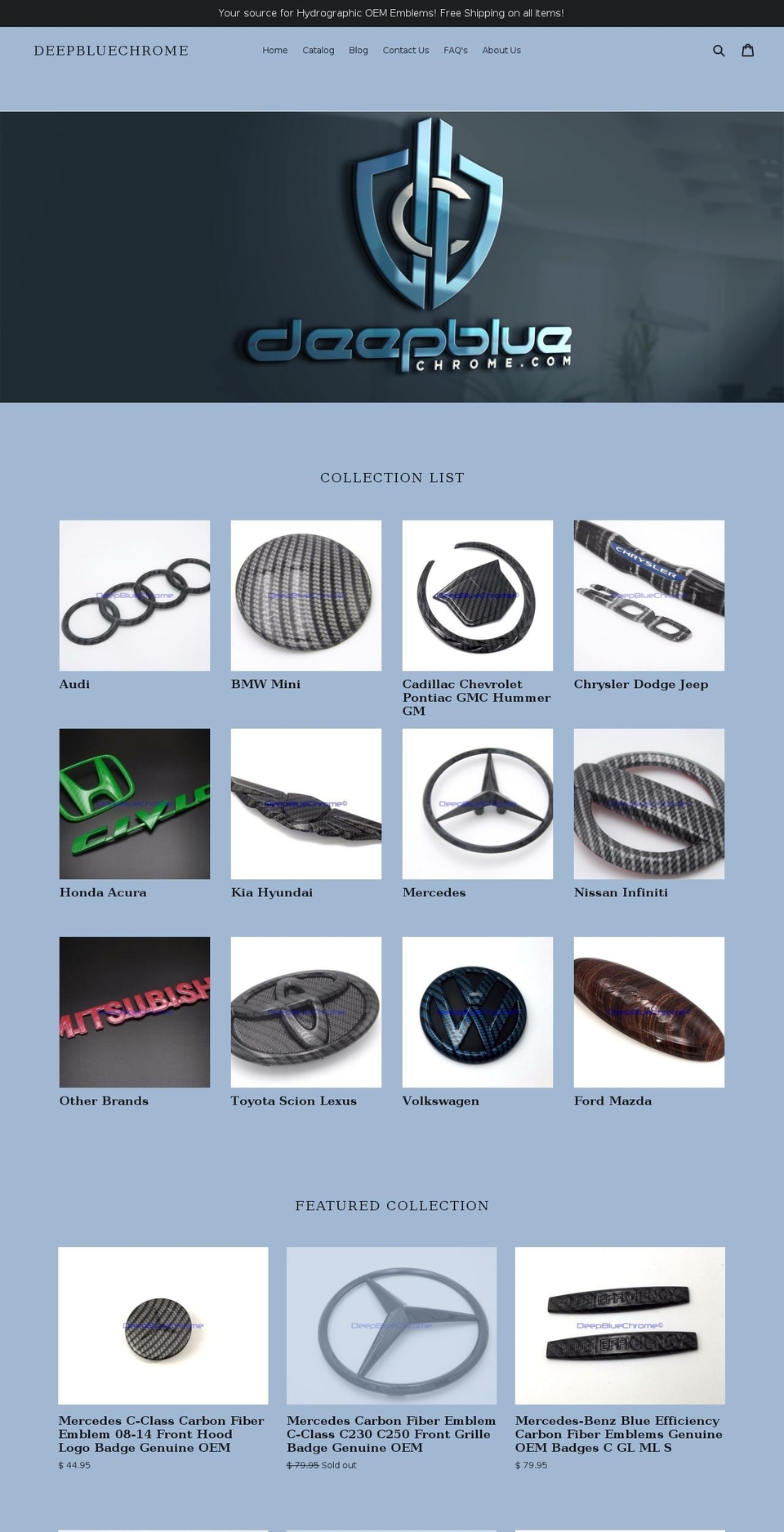 deepbluechrome.com shopify website screenshot
