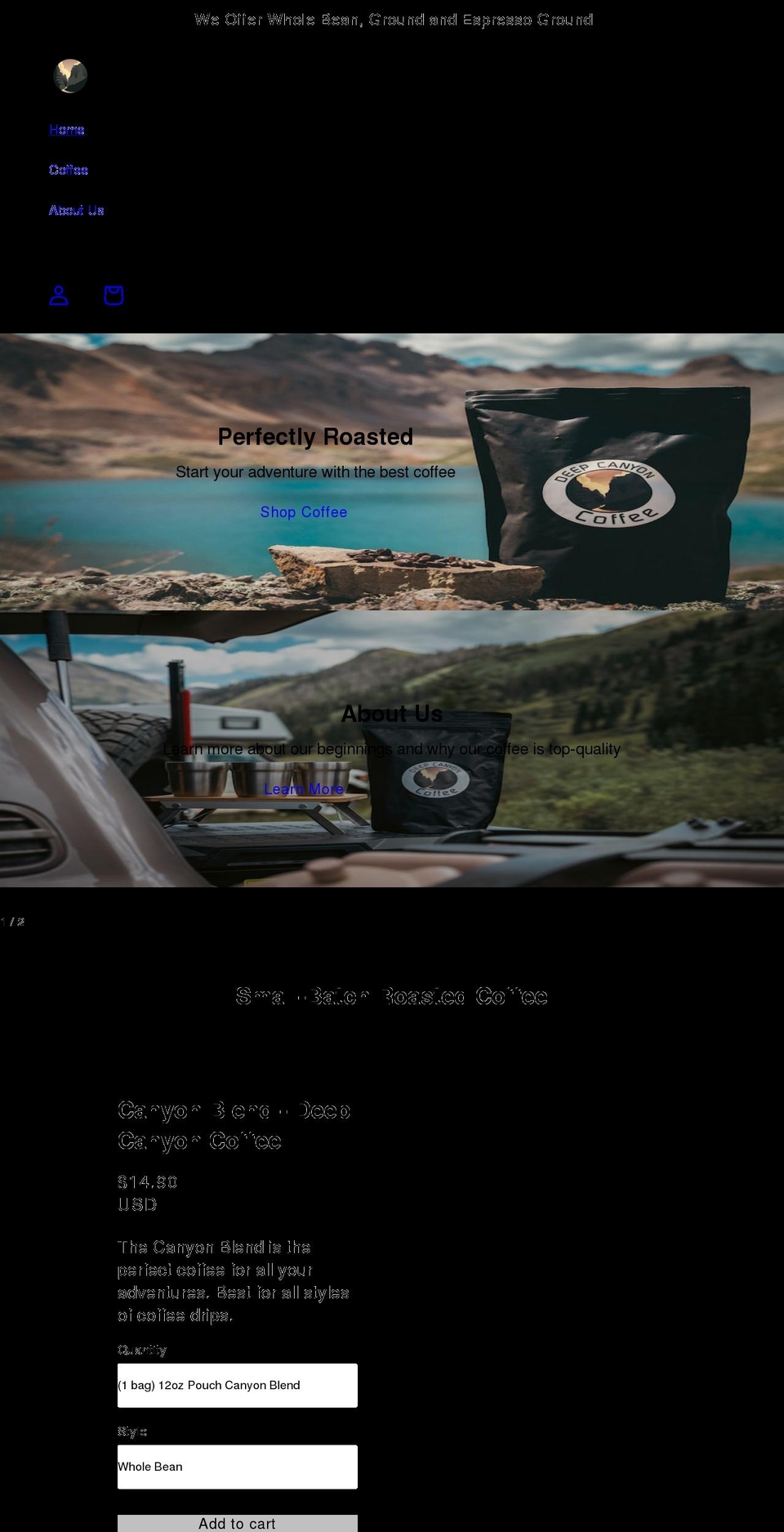 deepcanyoncoffee.com shopify website screenshot