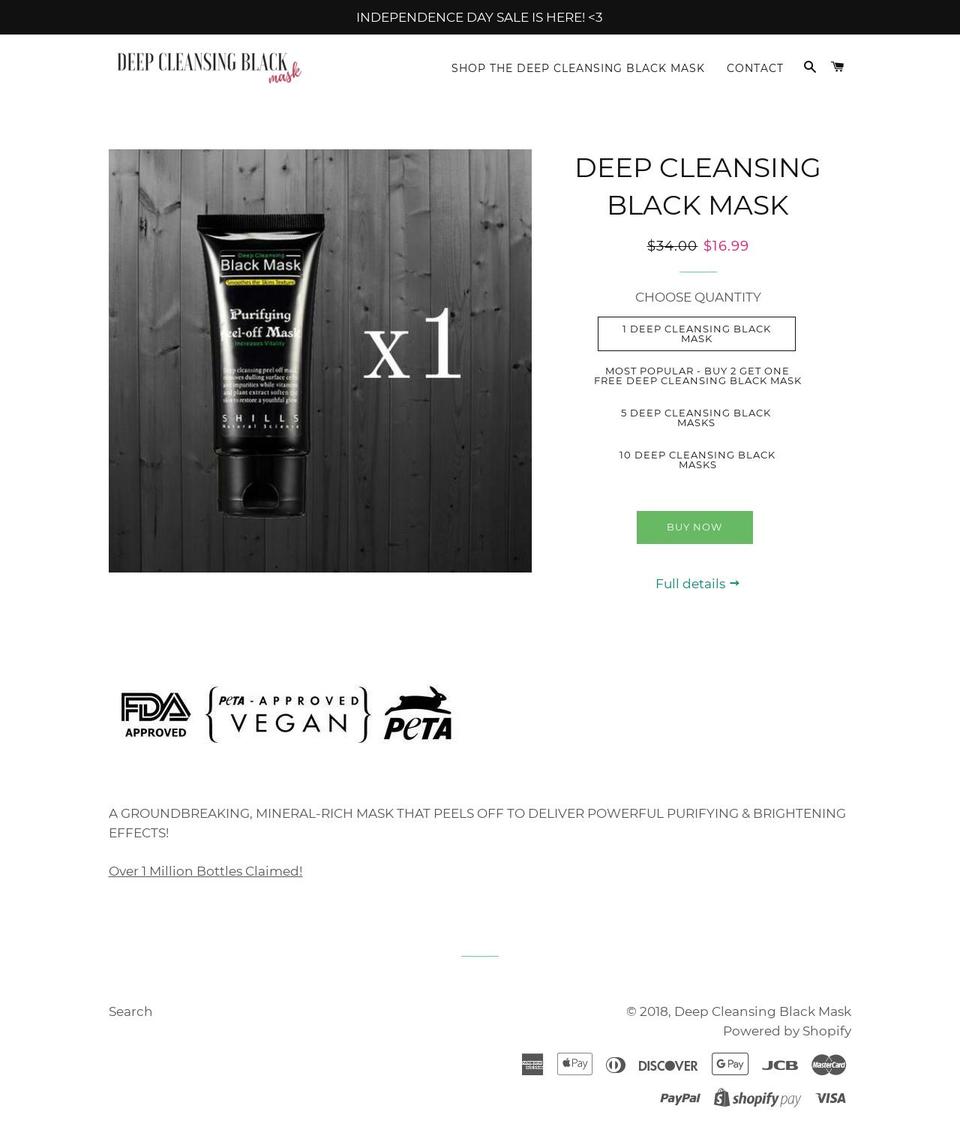 deepcleansingblackmask.com — Shopify storefront screenshot