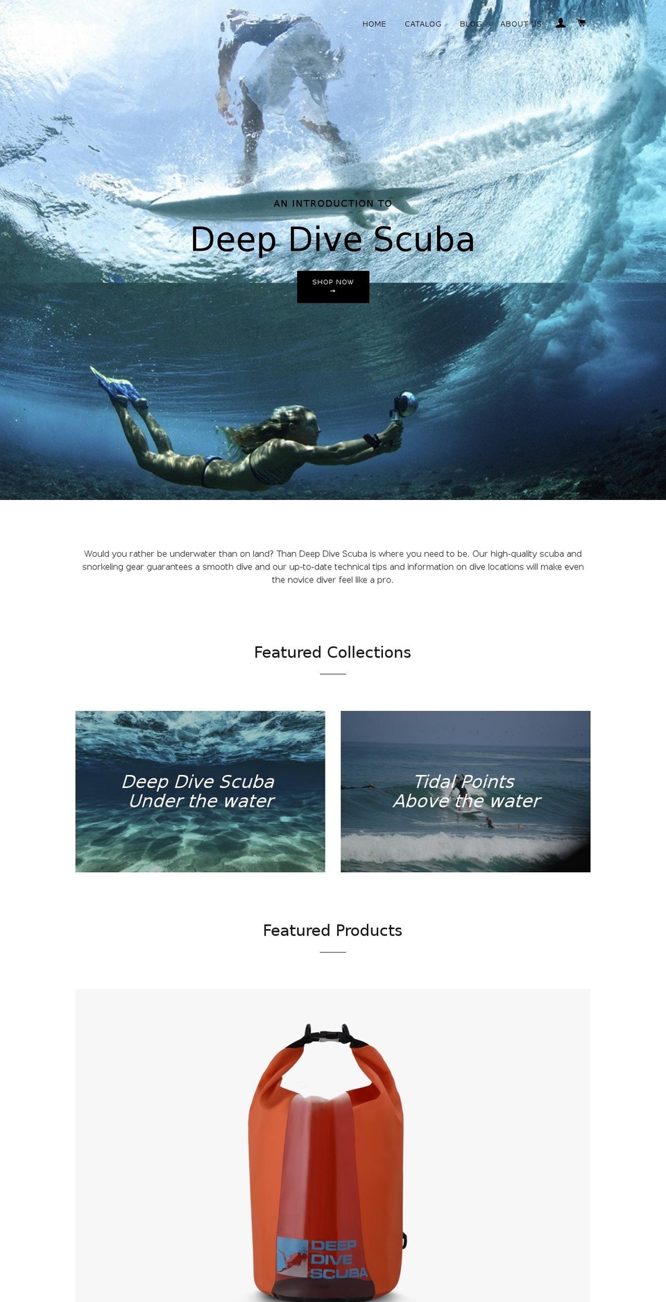 deepdivescuba.com shopify website screenshot
