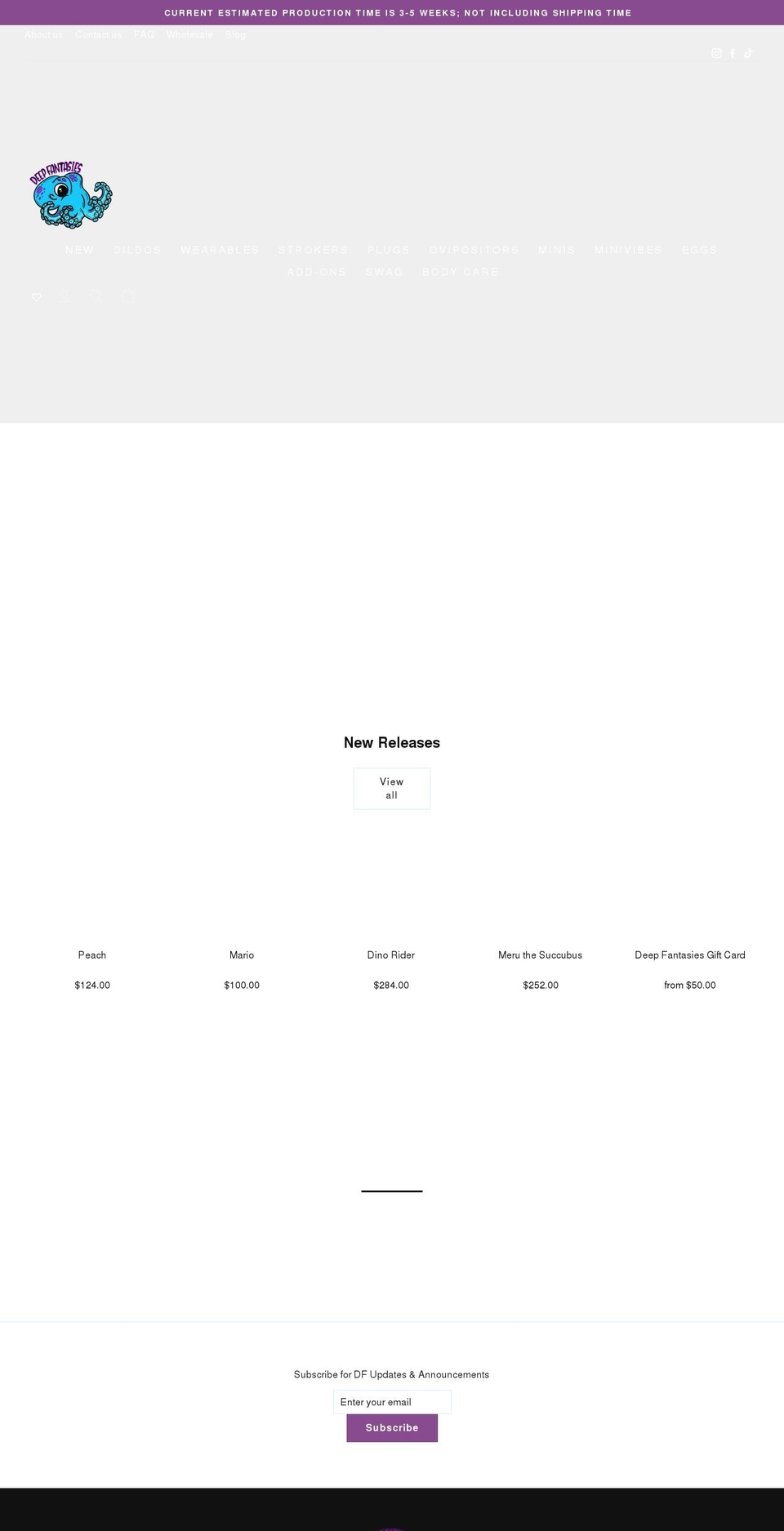 deepfantasies.com shopify website screenshot