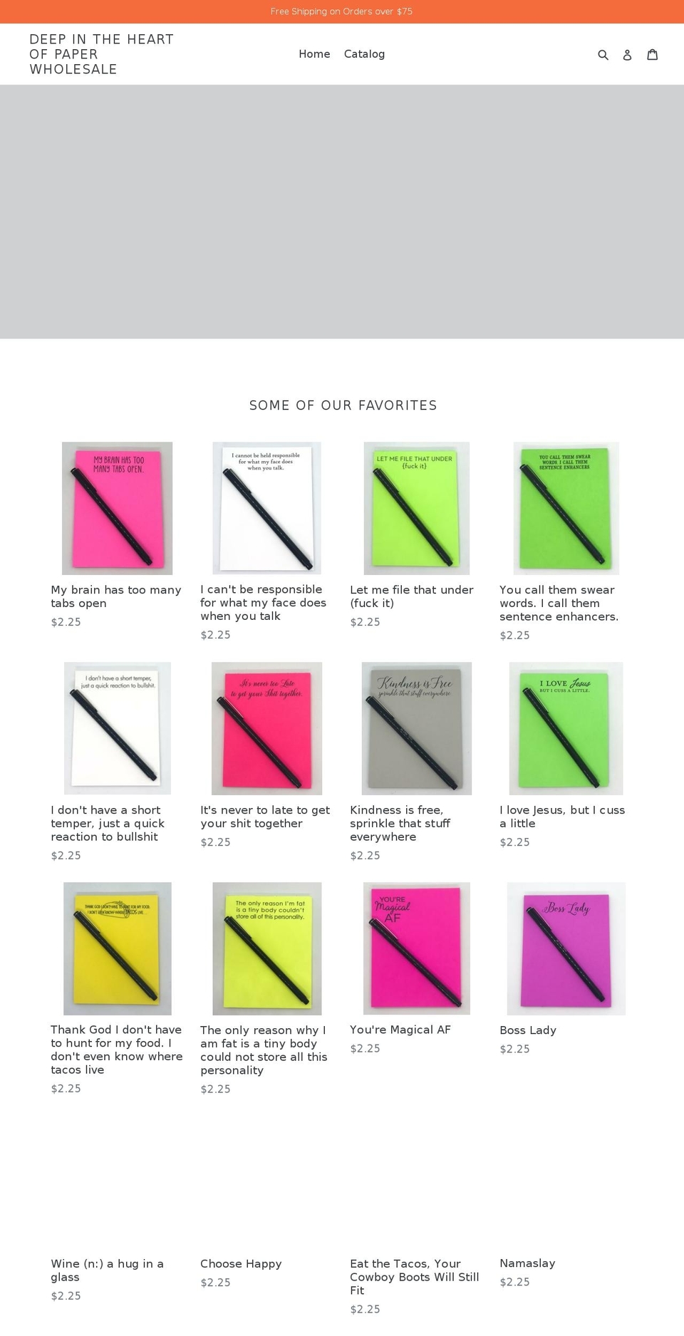 deepintheheartofpaper.com — Shopify storefront screenshot