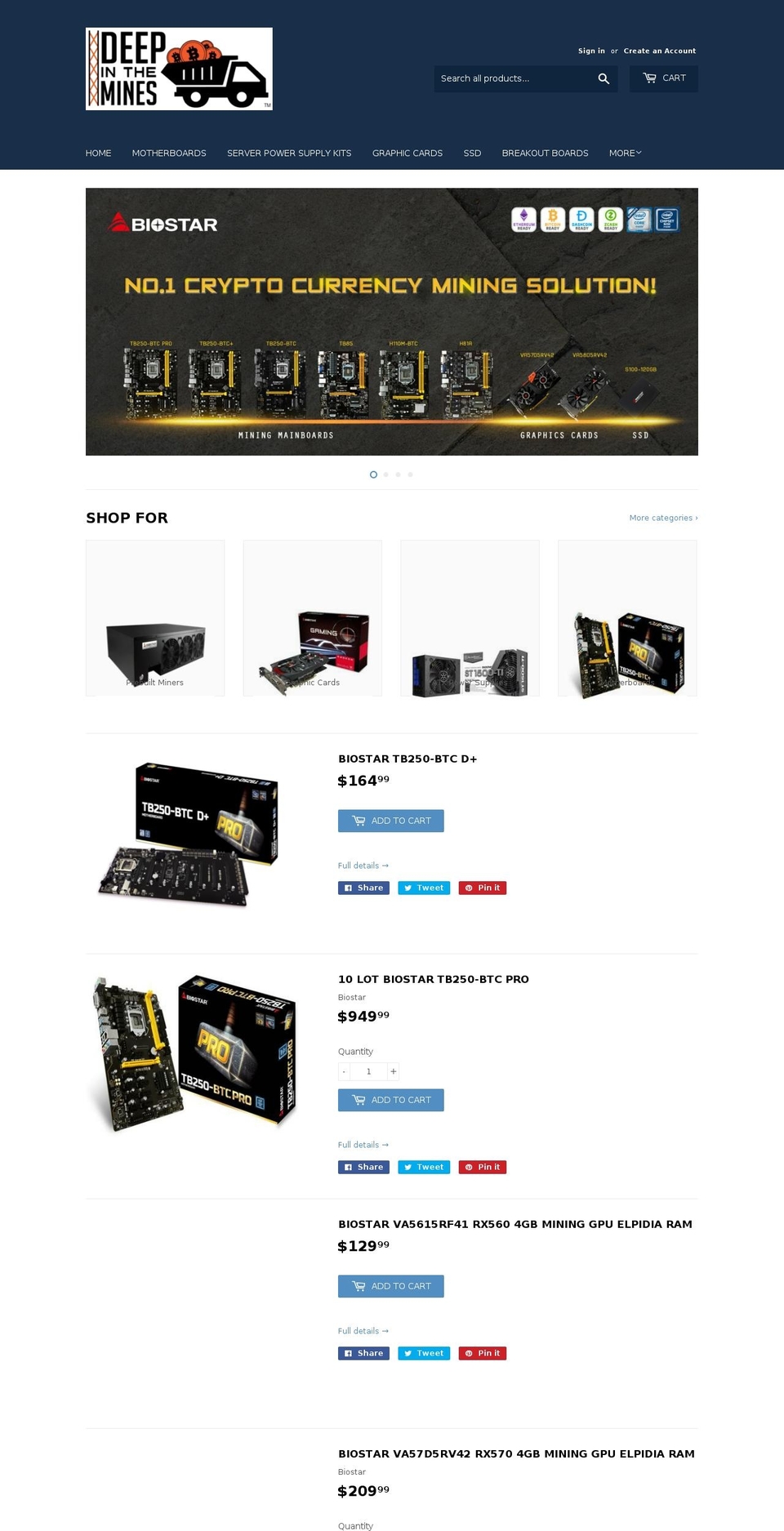 deepinthemines.com shopify website screenshot