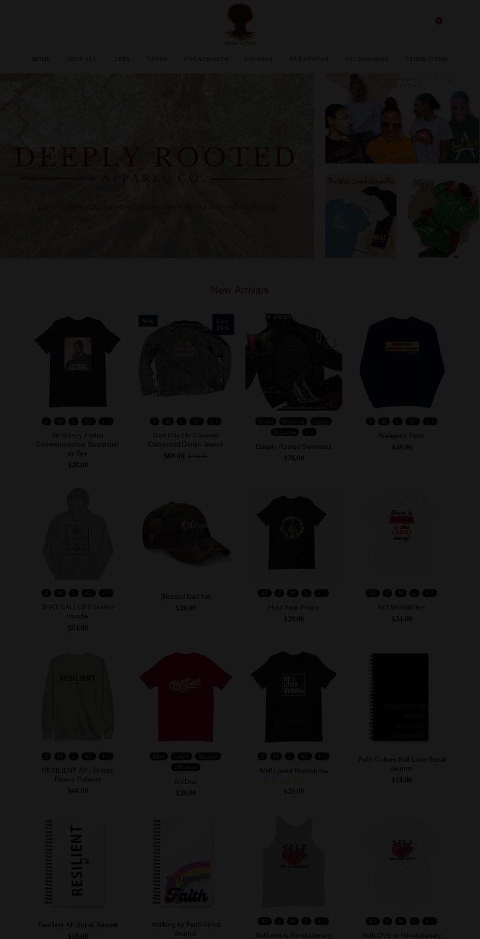 deeplyrootedapparel.com shopify website screenshot