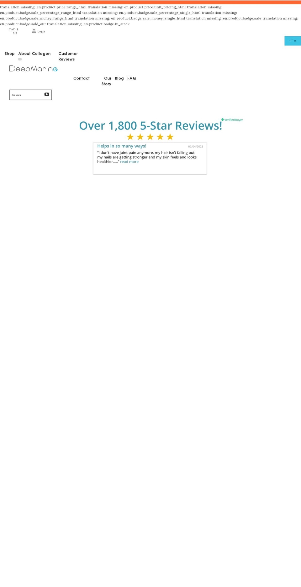 deepmarine.ca shopify website screenshot