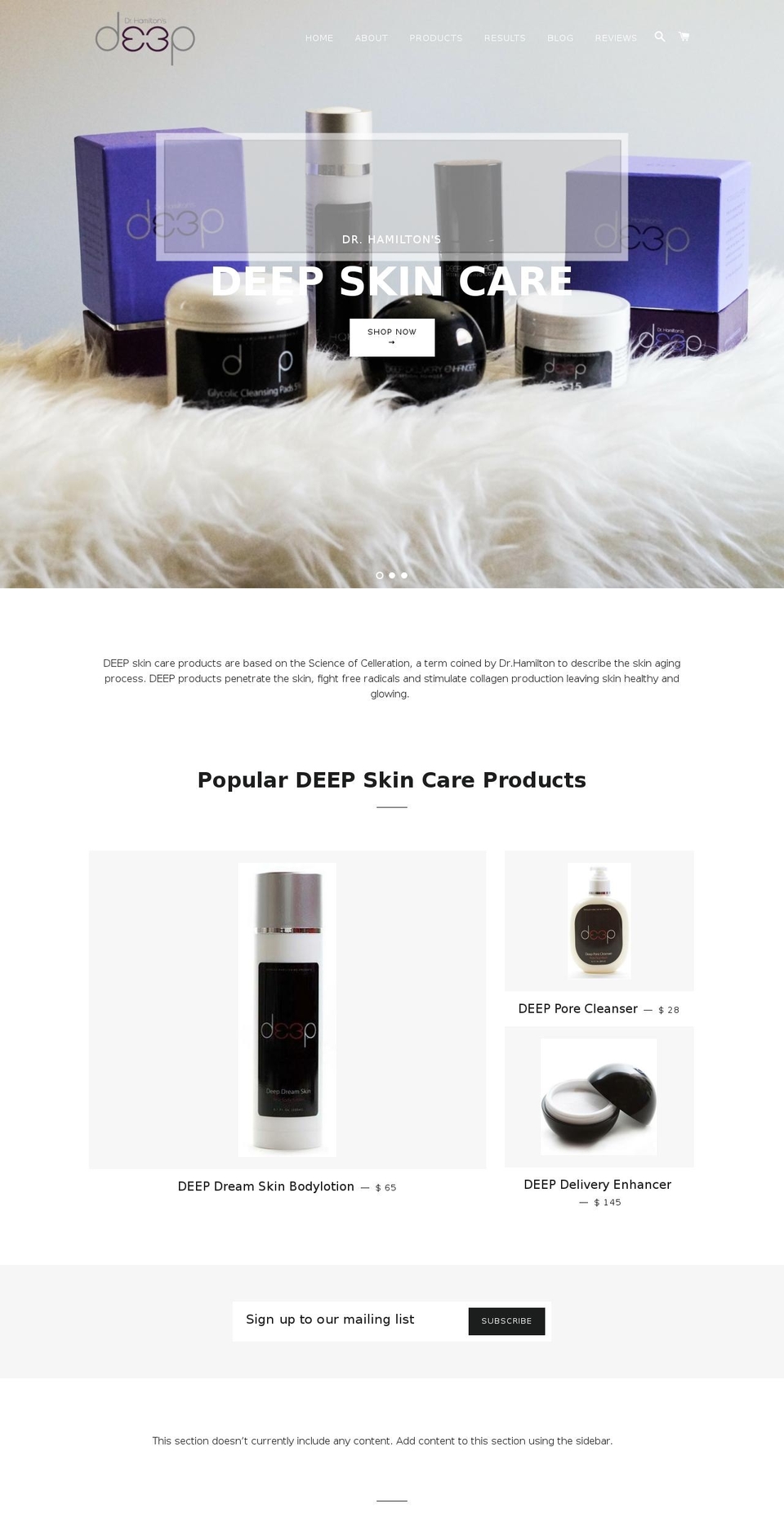 deepskincare.com shopify website screenshot