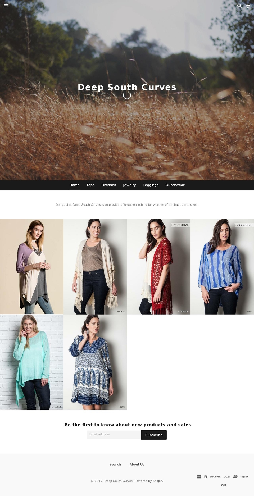 deepsouthcurves.com shopify website screenshot