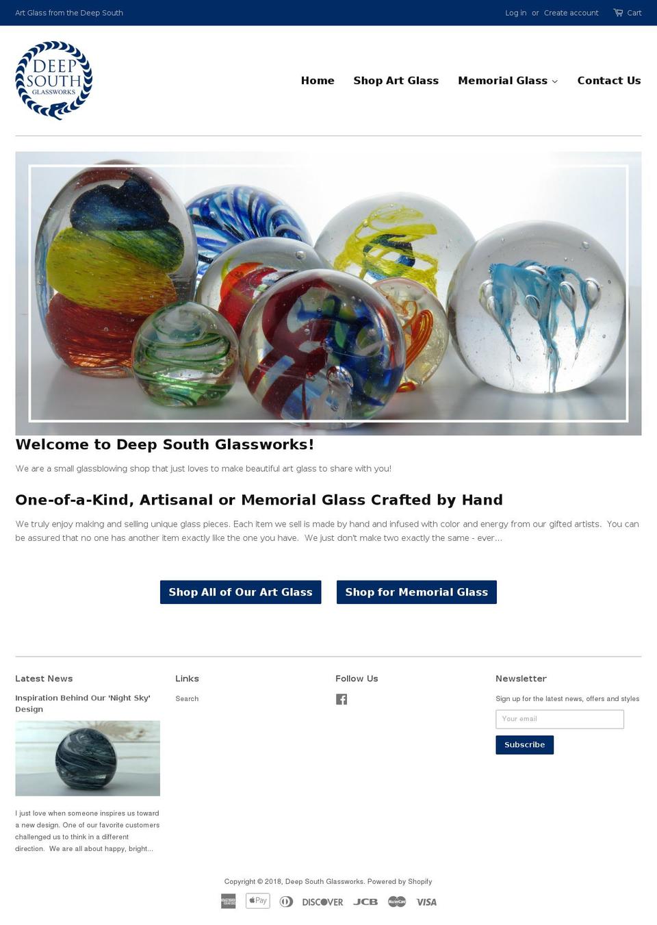 deepsouthglassworks.com — Shopify storefront screenshot