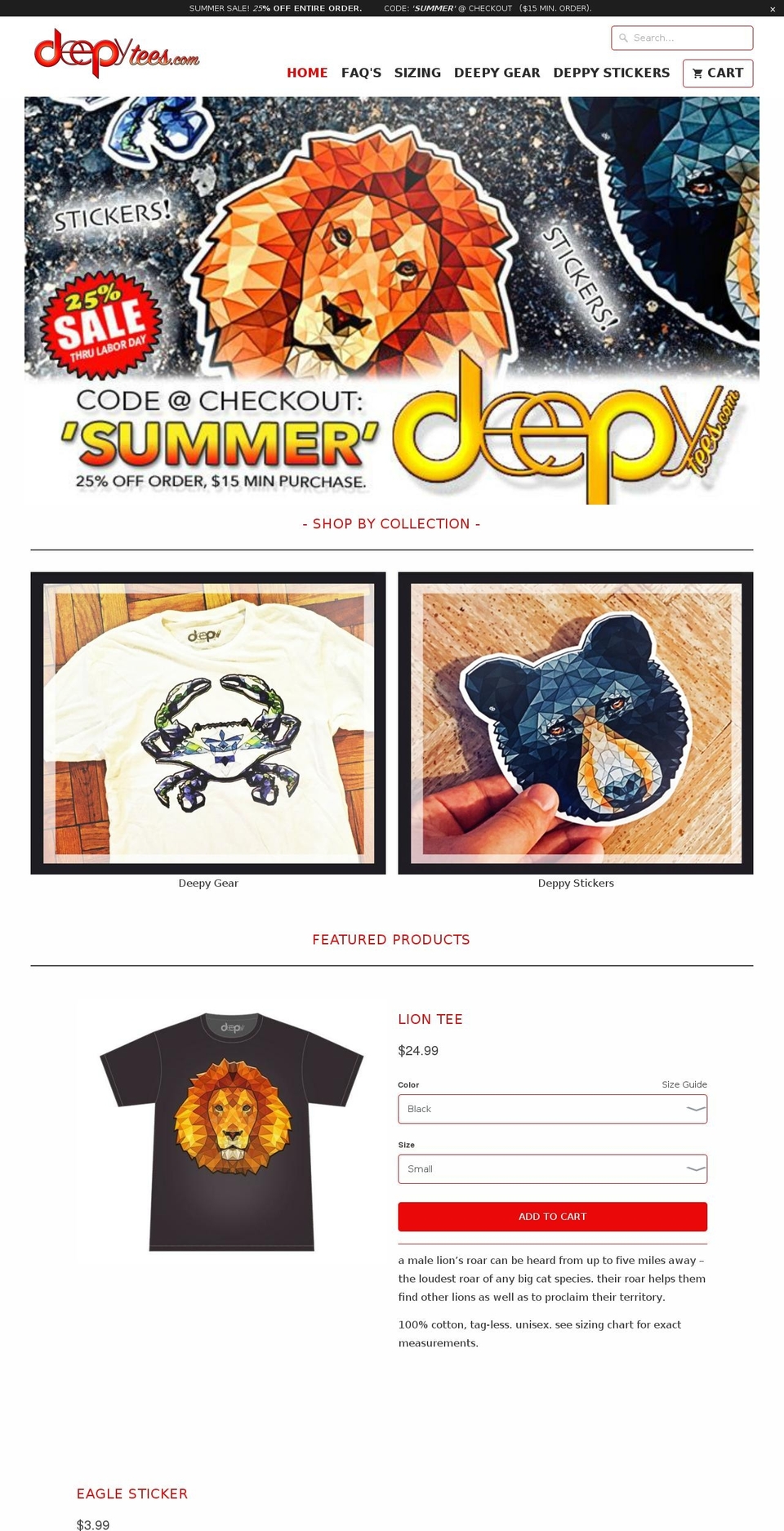 deepytees.com — Shopify storefront screenshot