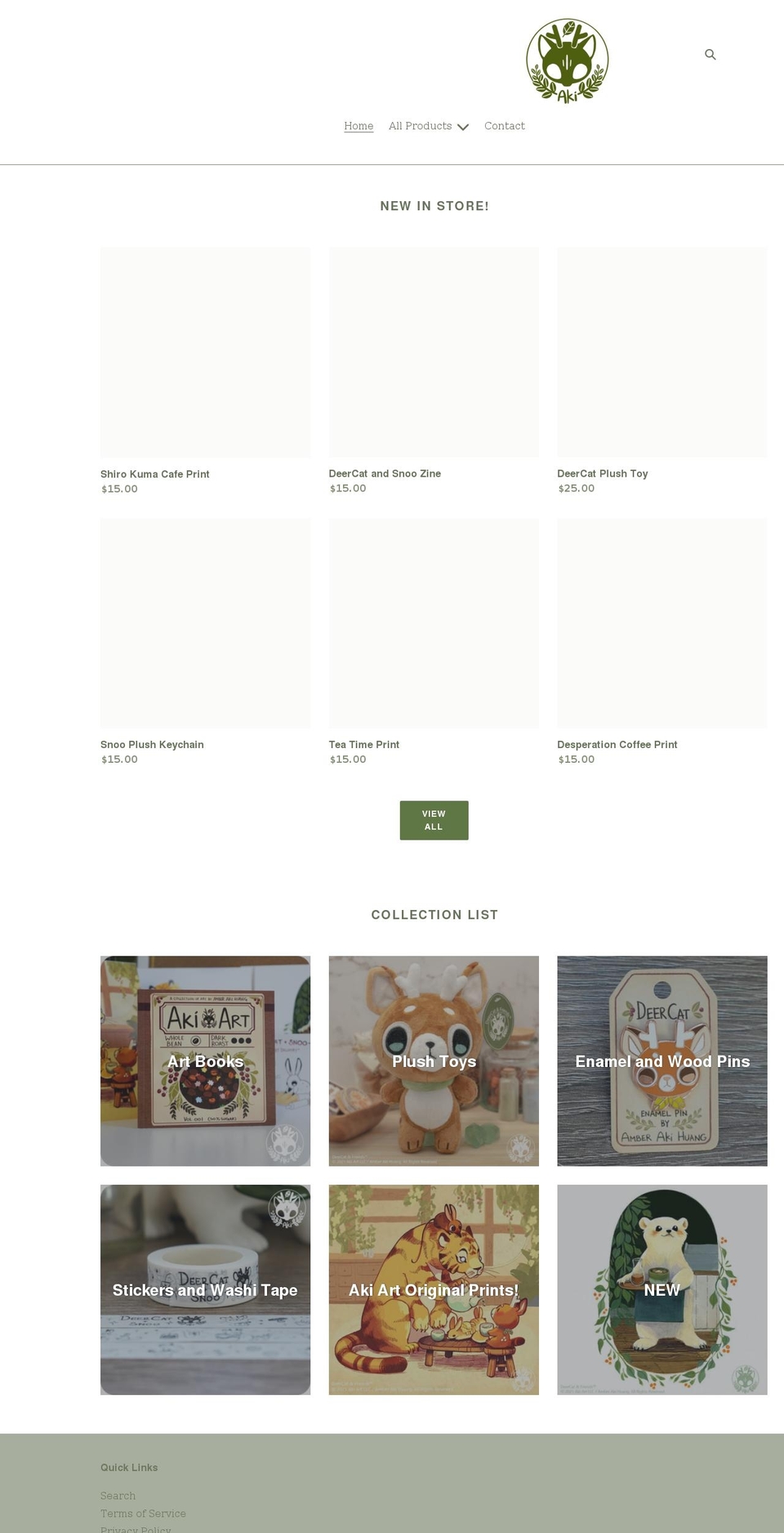 deercatshop.com shopify website screenshot