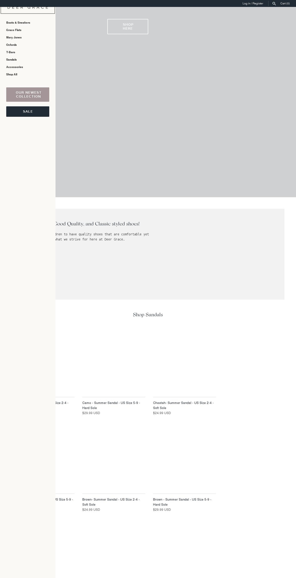deergrace.com shopify website screenshot