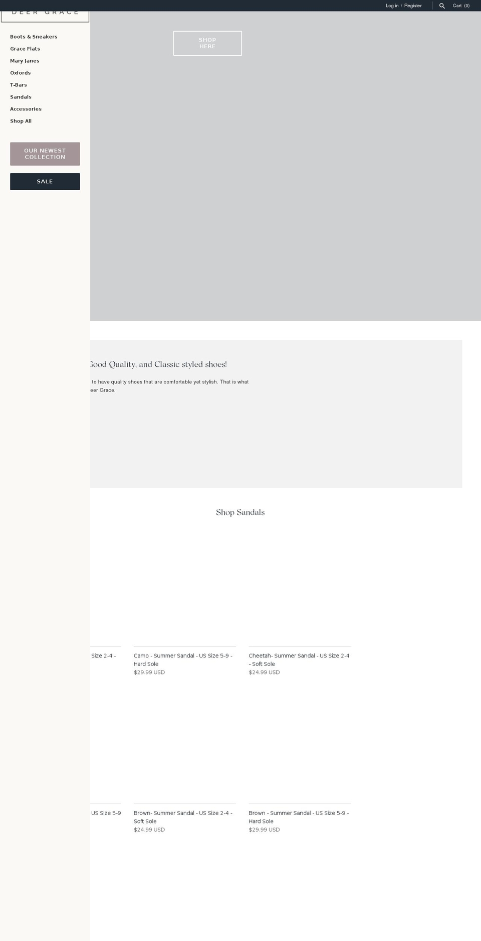 deergracexo.com — Shopify storefront screenshot