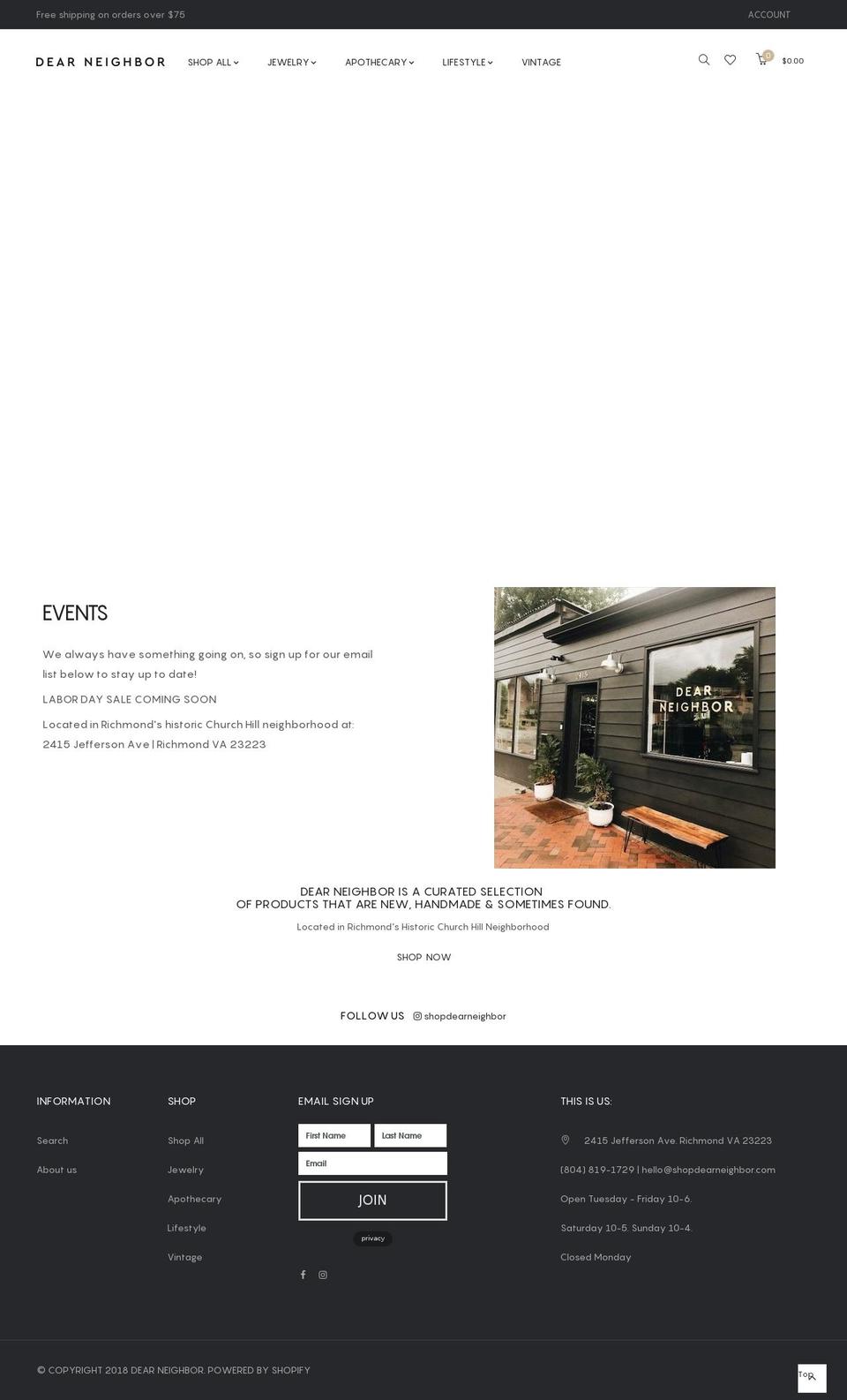 Dear Neighbor Shopify theme site example deerneighbor.com