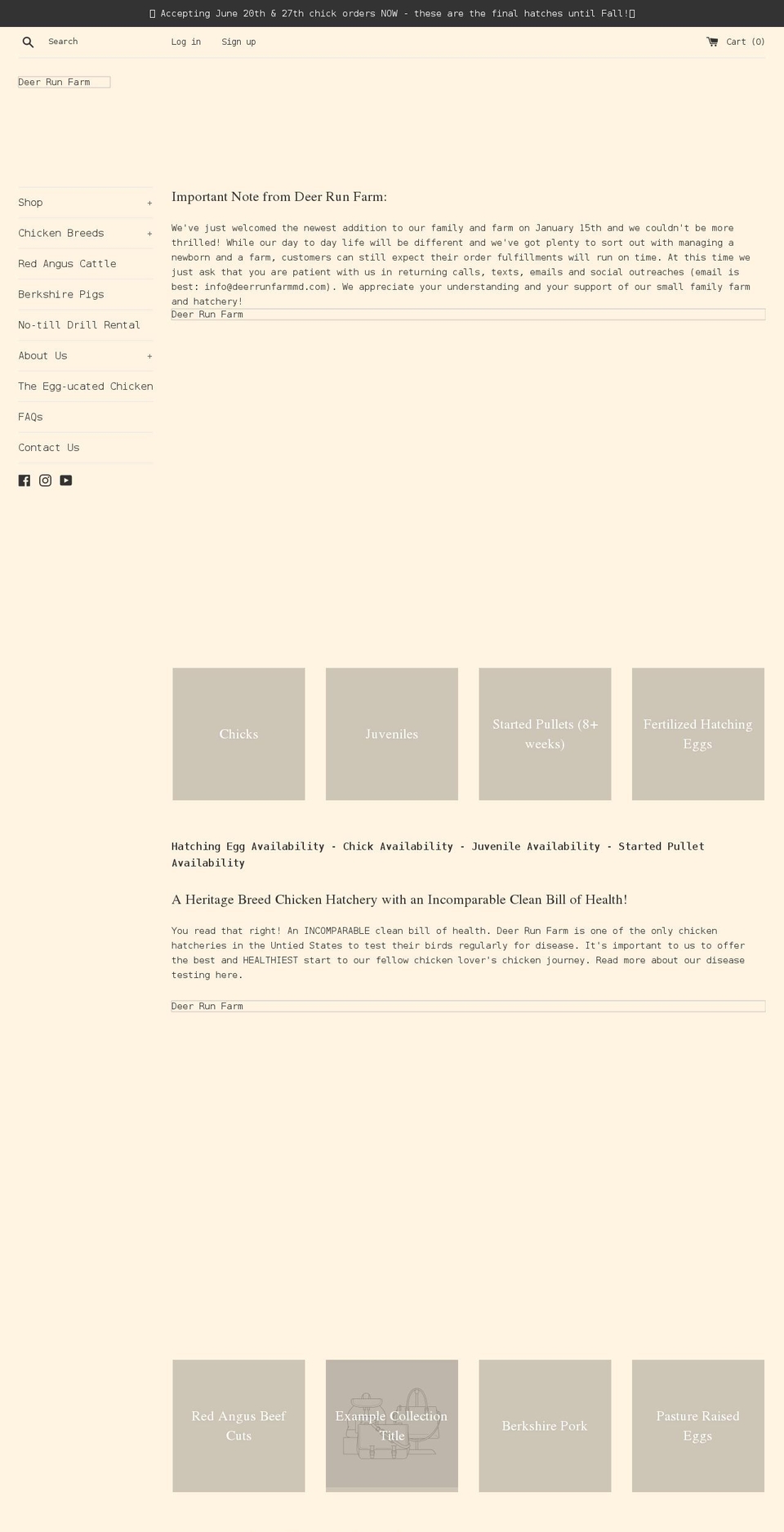 deerrunfarmmd.com shopify website screenshot