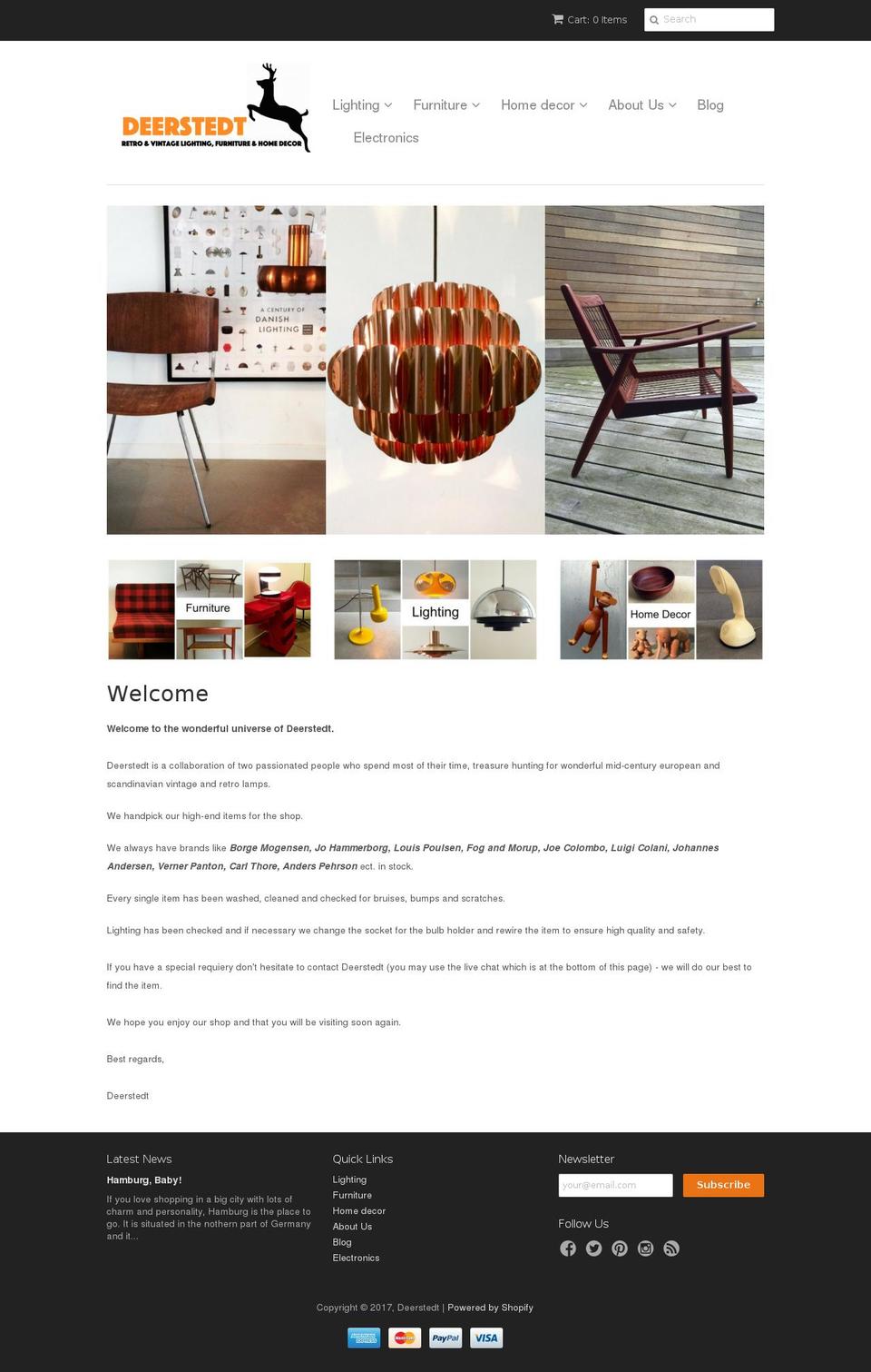 deerstedt.com shopify website screenshot