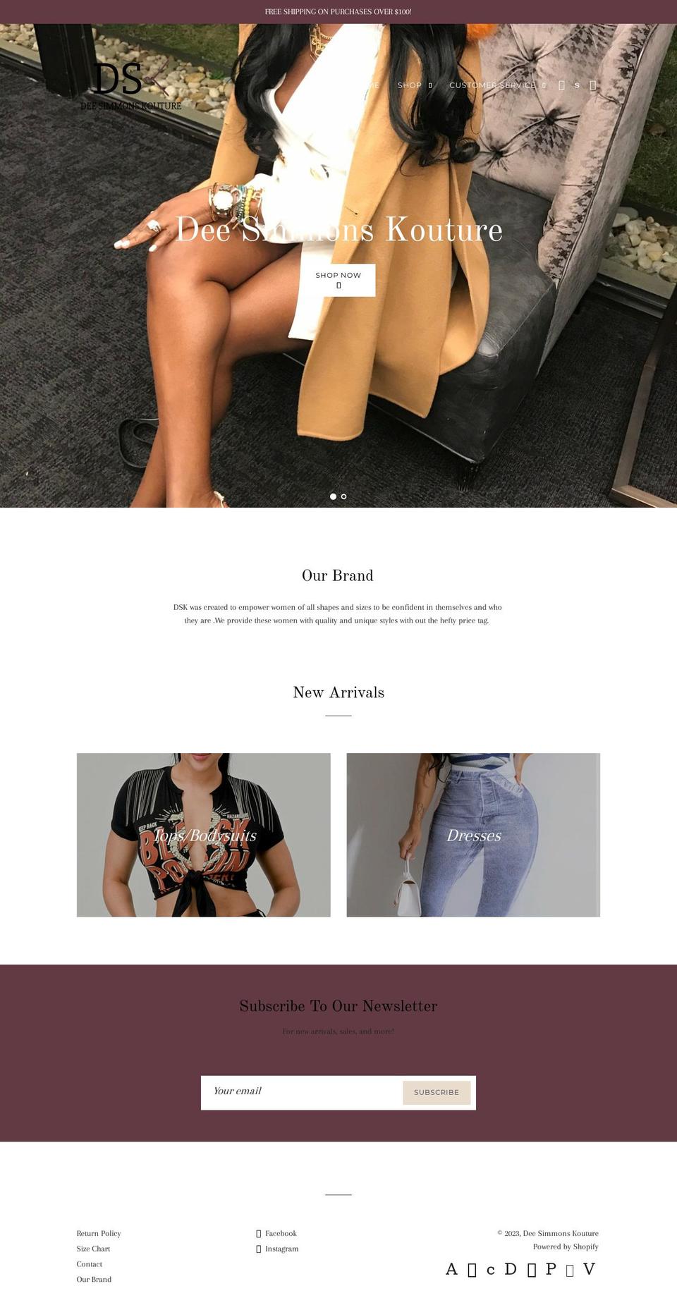 deesimmonskouture.com shopify website screenshot