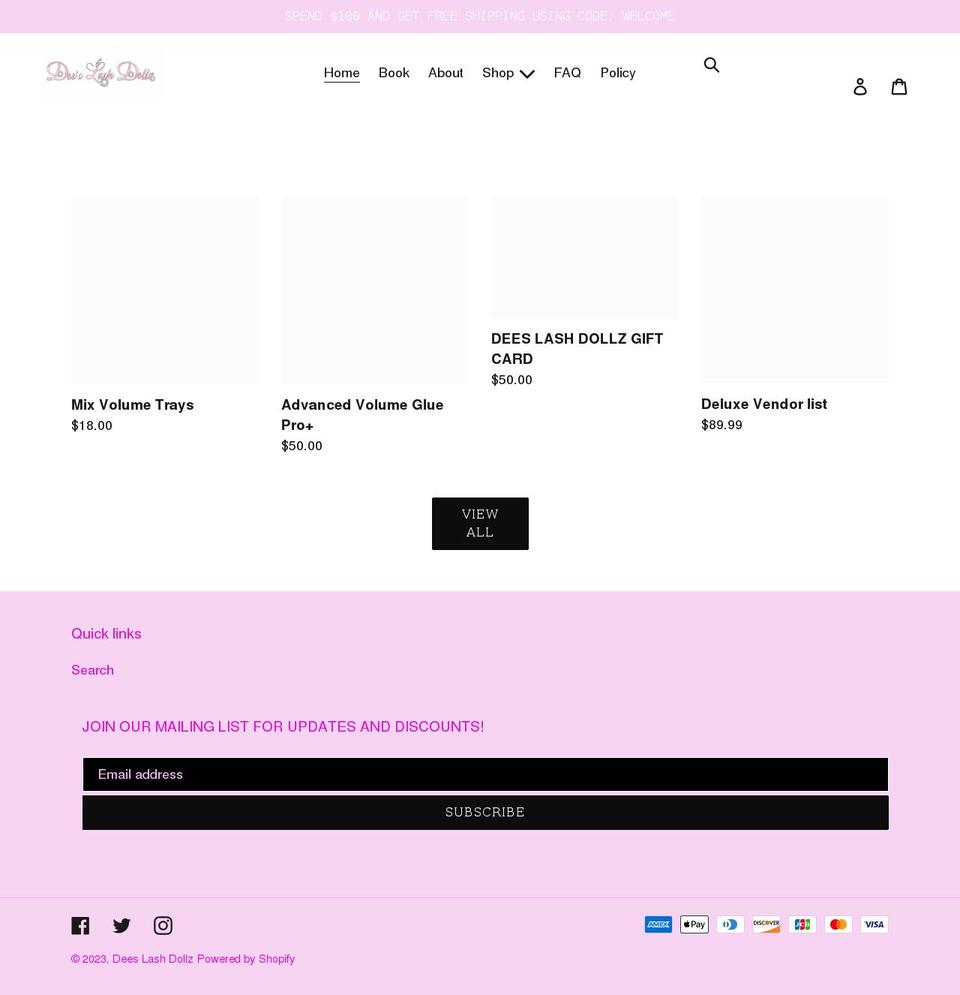deeslashdollz.com shopify website screenshot