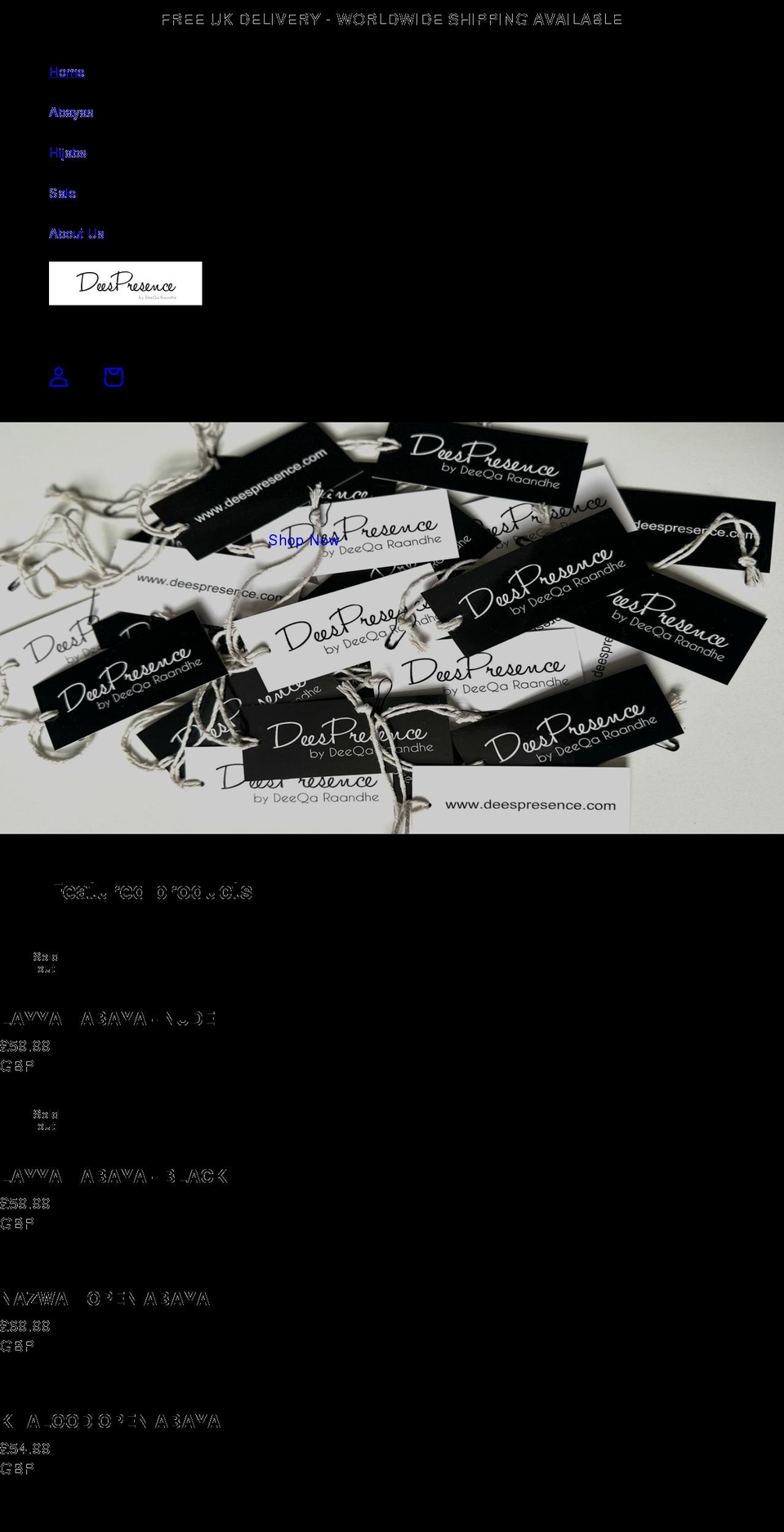 deespresence.com shopify website screenshot