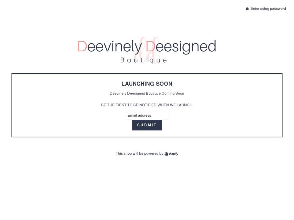 deevinelydeesigned.com shopify website screenshot
