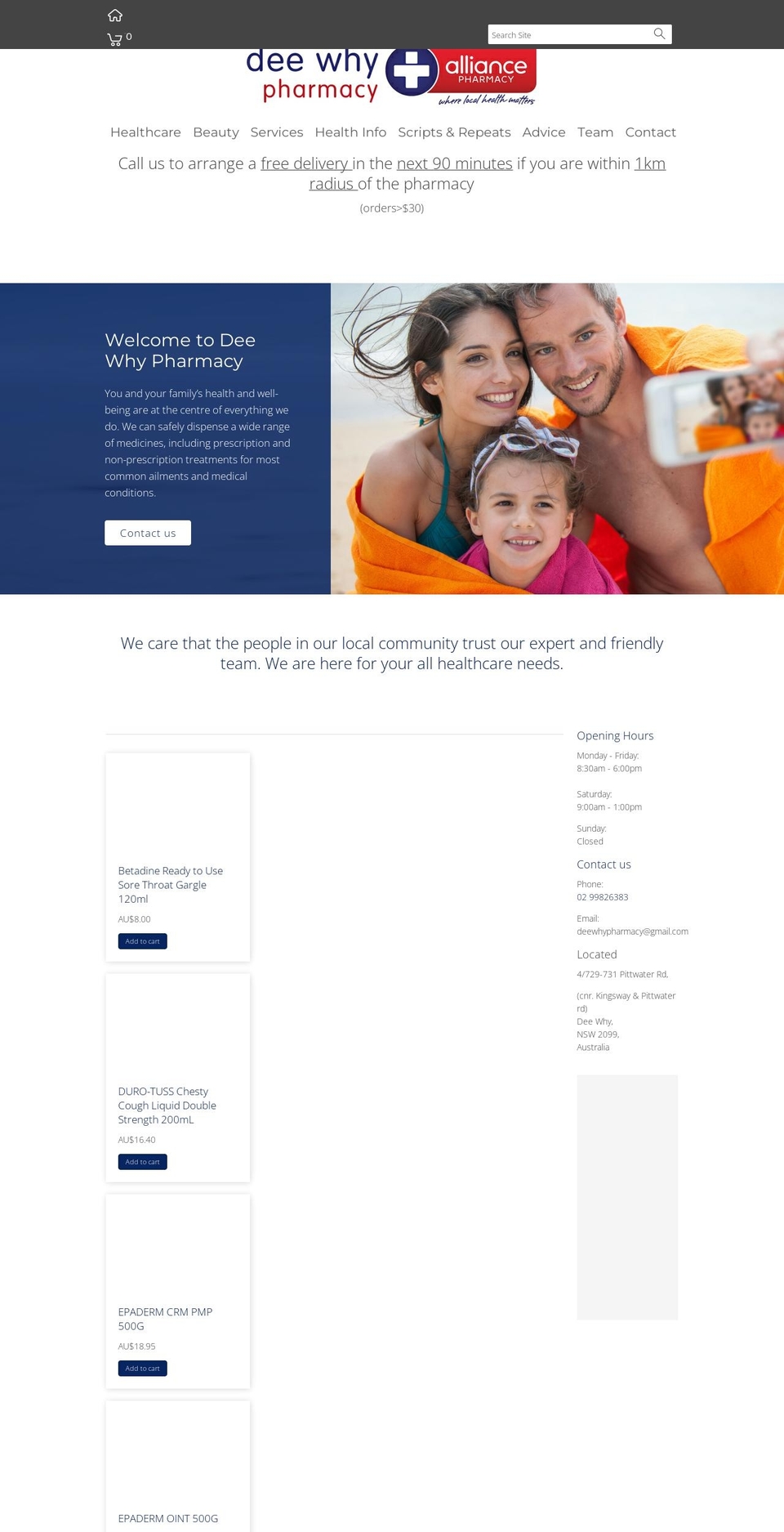 deewhypharmacy.com.au shopify website screenshot