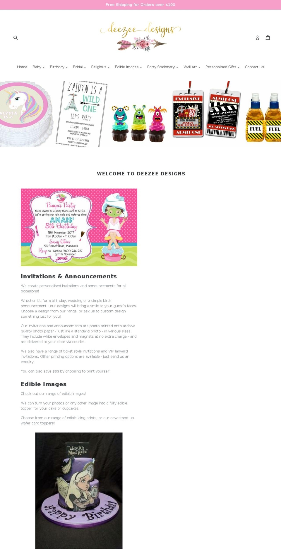 deezeedesigns.com.au shopify website screenshot
