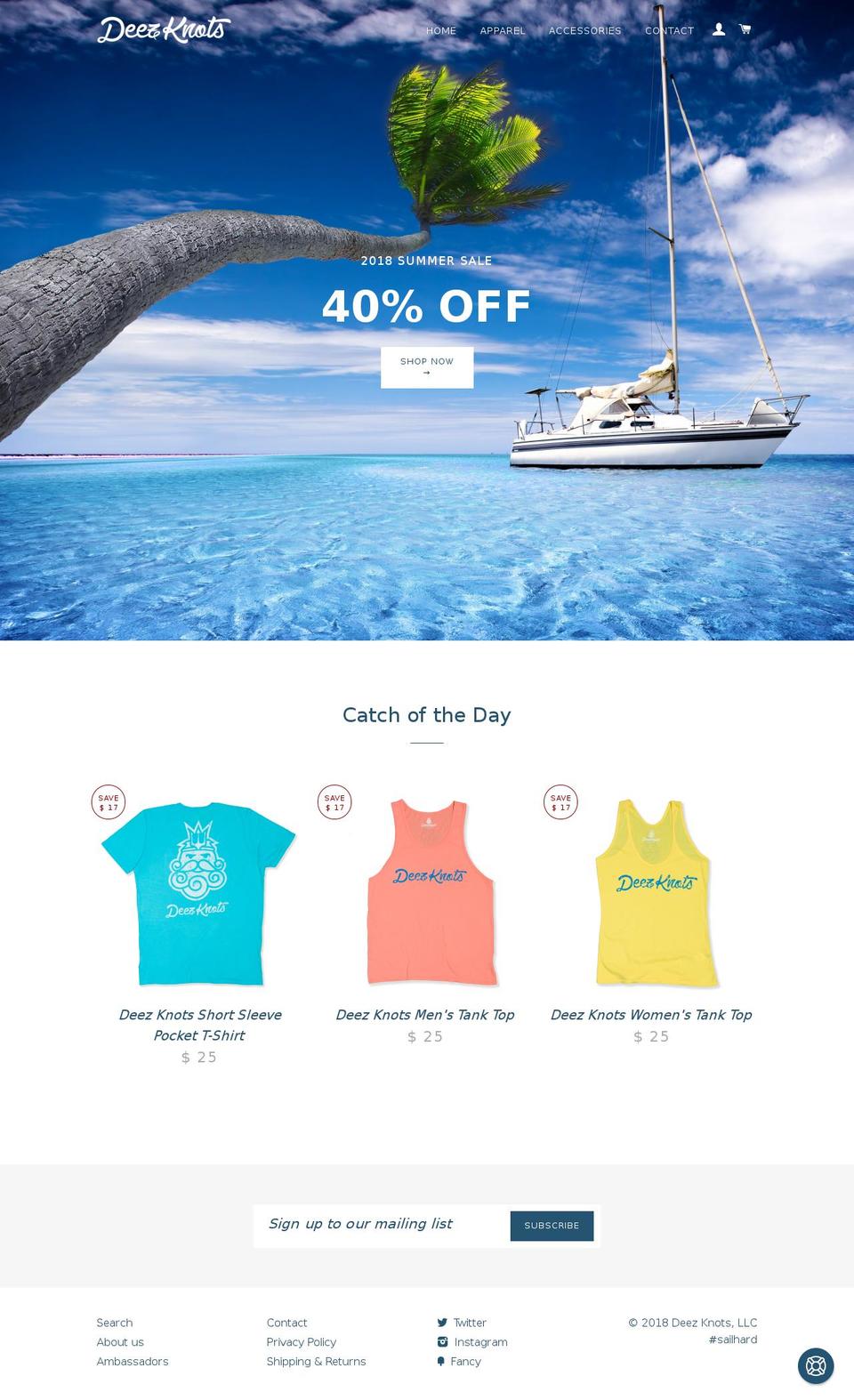 deezknots.com shopify website screenshot