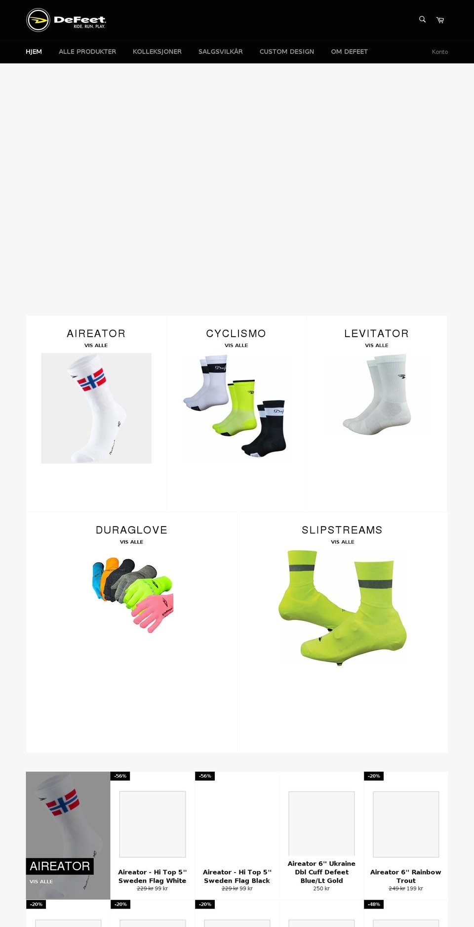 defeet.no shopify website screenshot