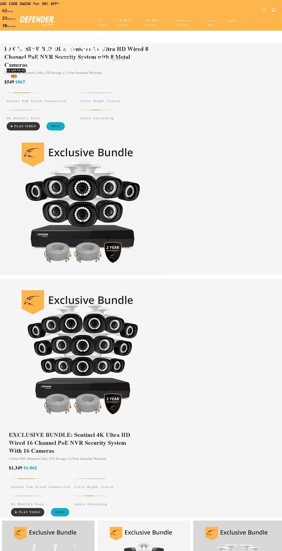 defendercameras.com shopify website screenshot