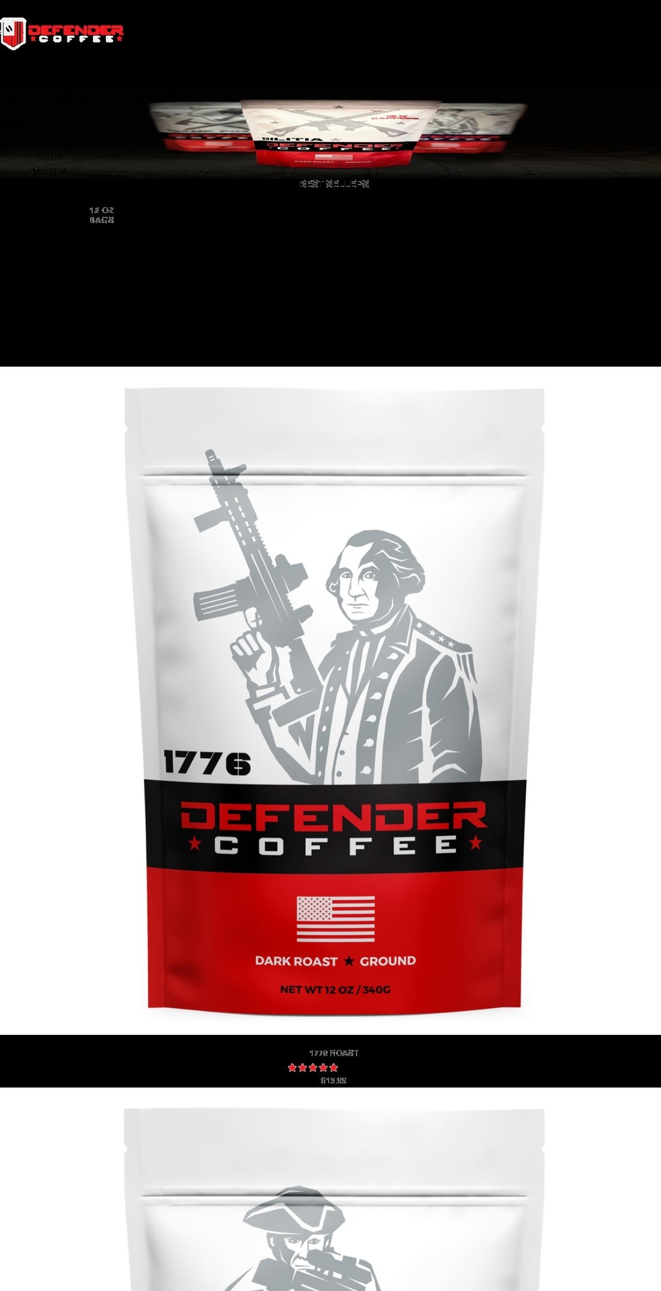 defendercoffee.com shopify website screenshot