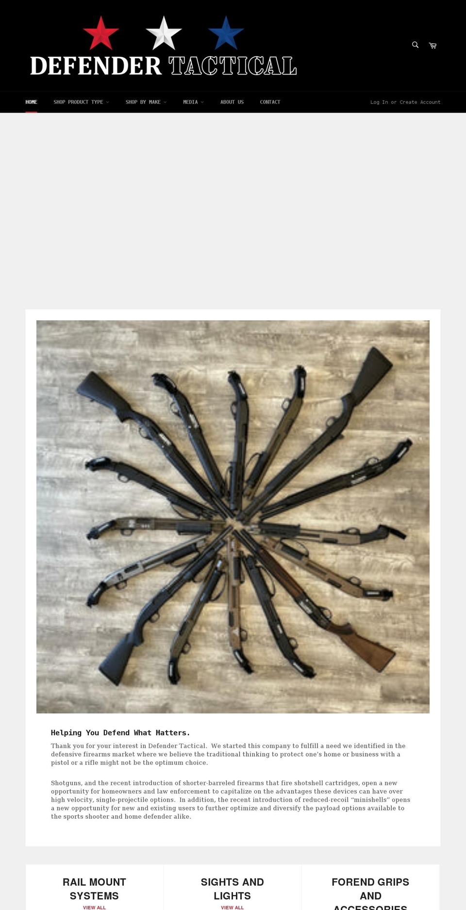 defendertactical.com shopify website screenshot