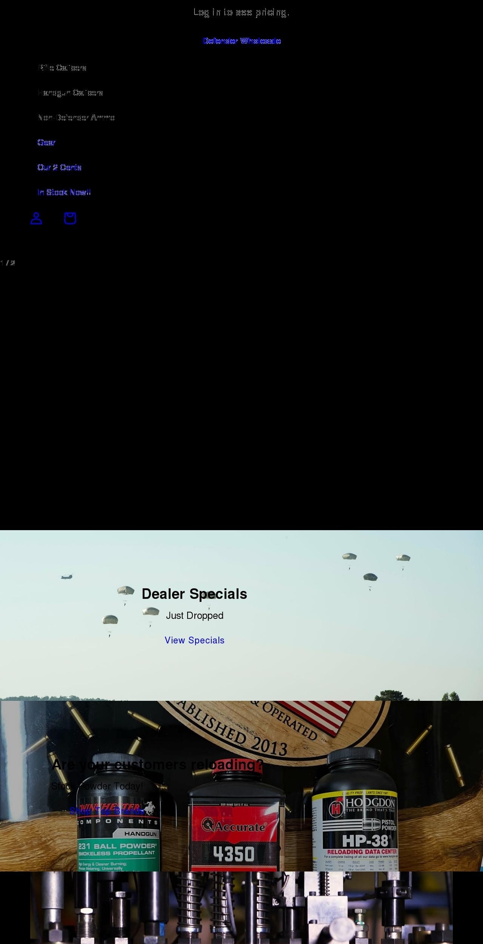 defenderwholesale.com shopify website screenshot