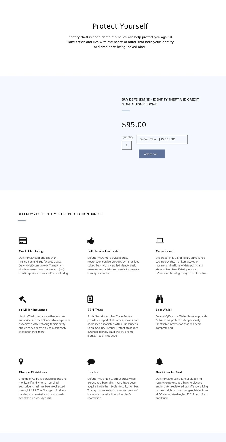 defendmyid.com shopify website screenshot