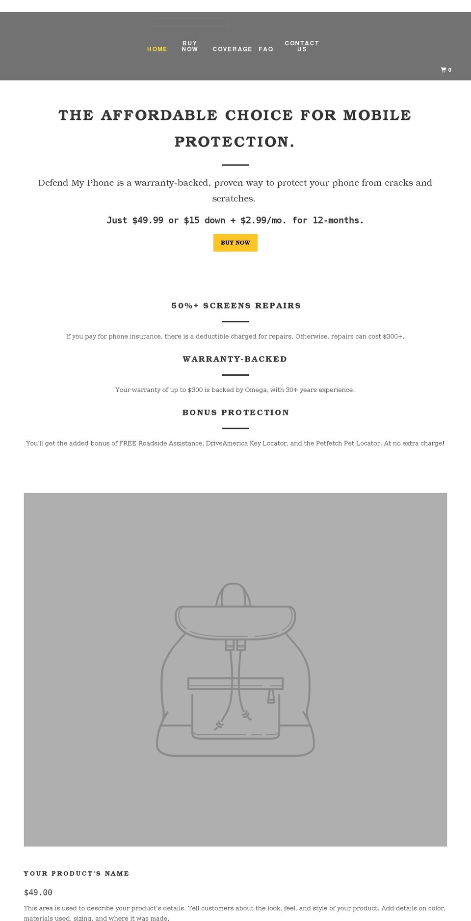 defendmyphone.com shopify website screenshot