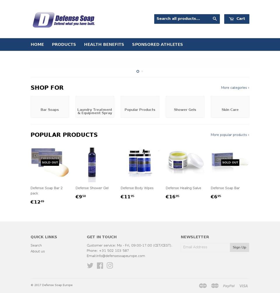 defensesoap.eu shopify website screenshot