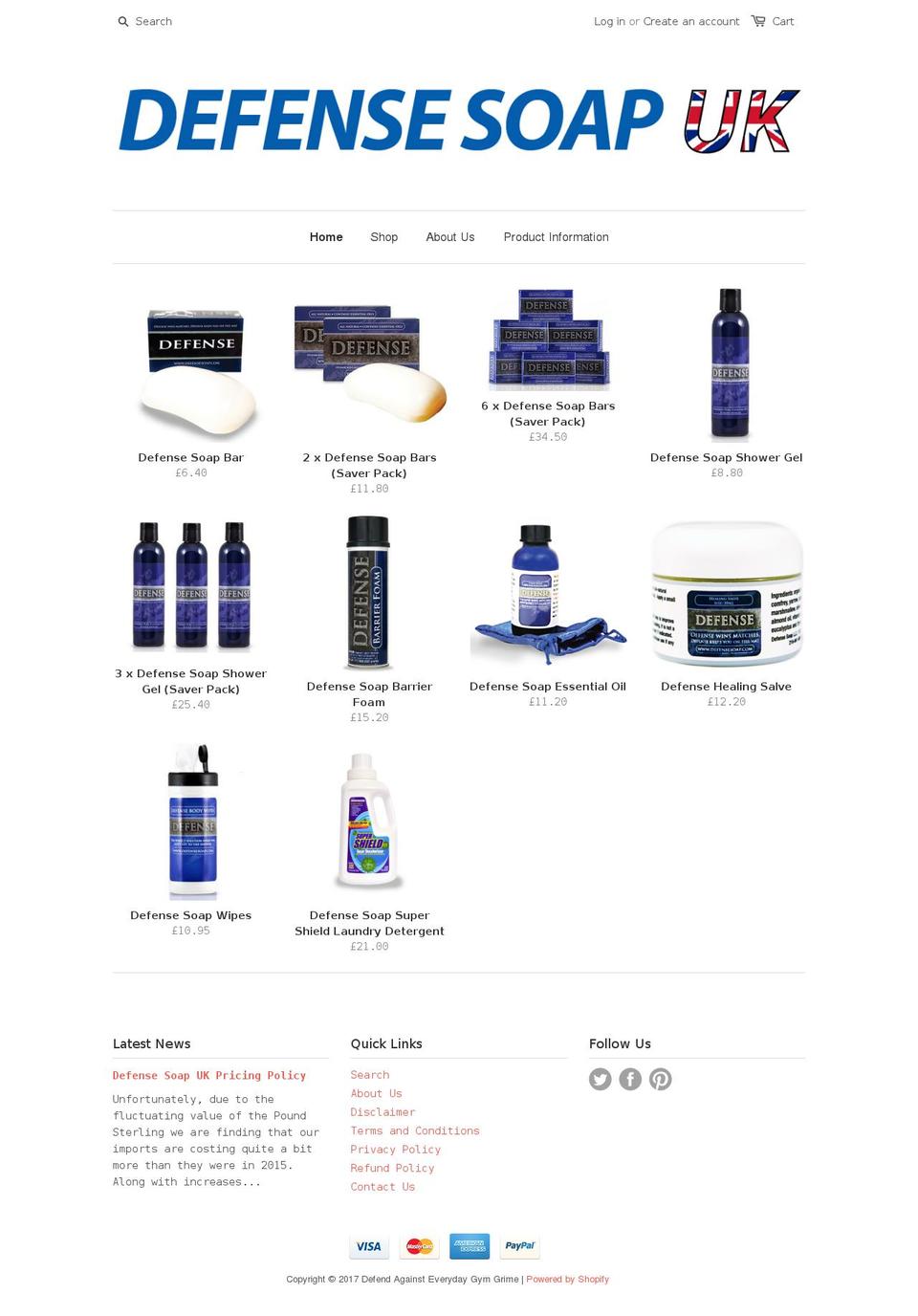 defensesoapuk.com shopify website screenshot