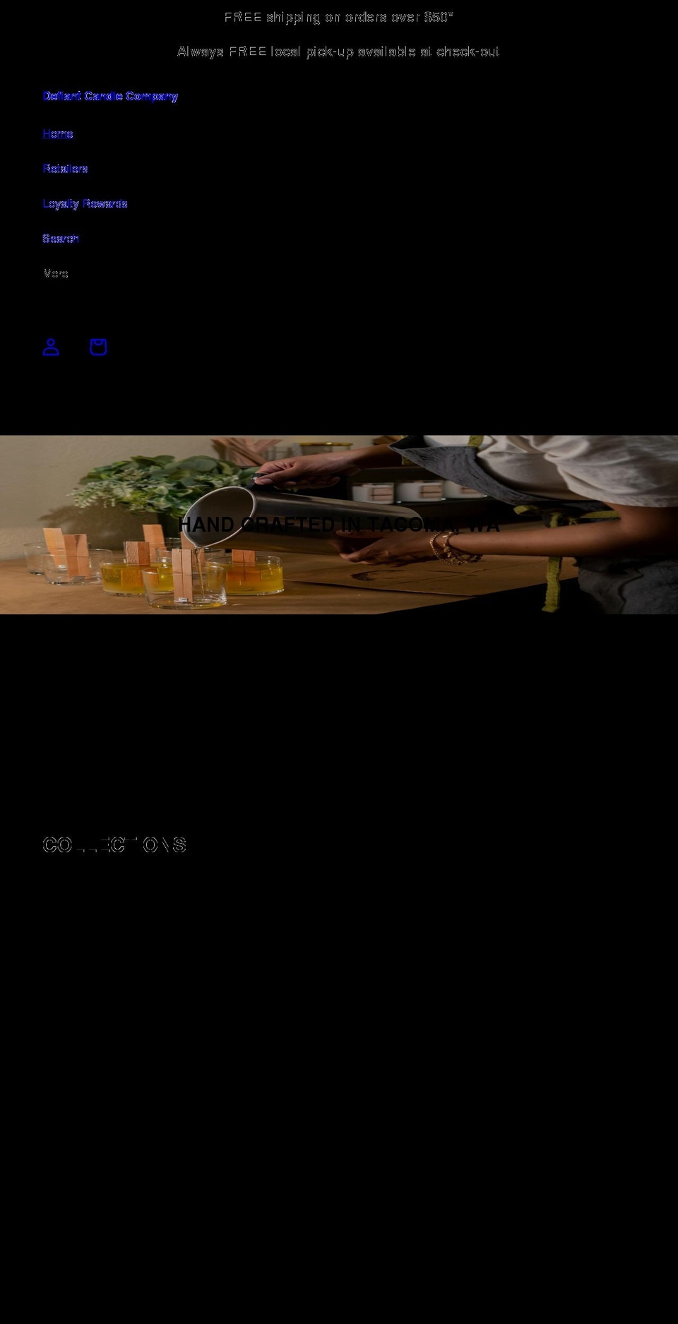 defiantcandlecompany.com shopify website screenshot